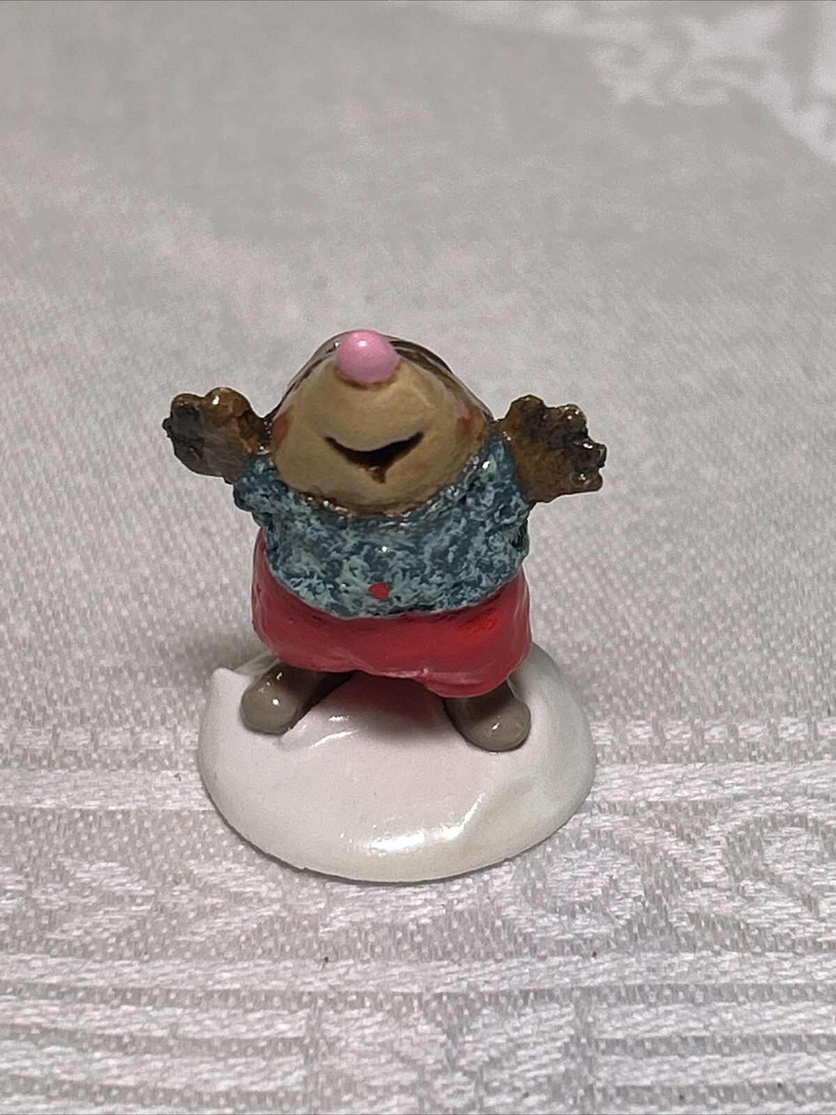 Wee Forest Folk MO-4a Mole's First Snow, MOLE, Red Suit,GreyGreen Hat,Blue Scarf Wee Forest Folk MO-4a Mole's First Snow, MOLE, Red Suit,GreyGreen Hat,Blue Scarf