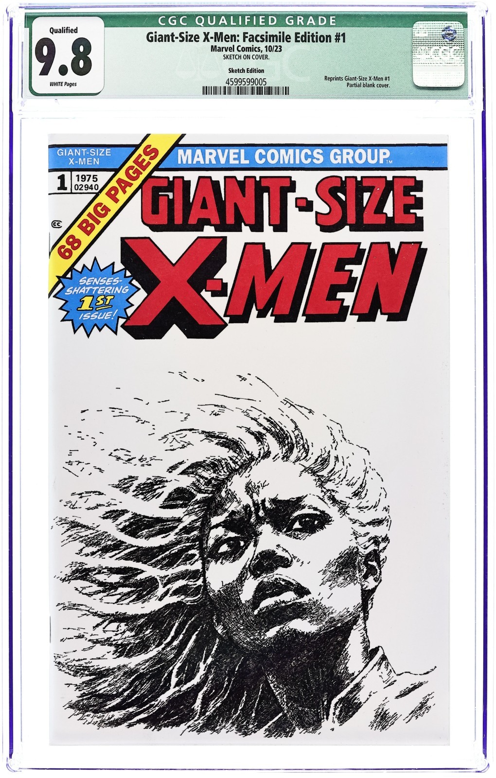 Giant-Size X-Men: Facsimile Edition #1 Storm Sketch on Blank - 2023 - CGC 9.8