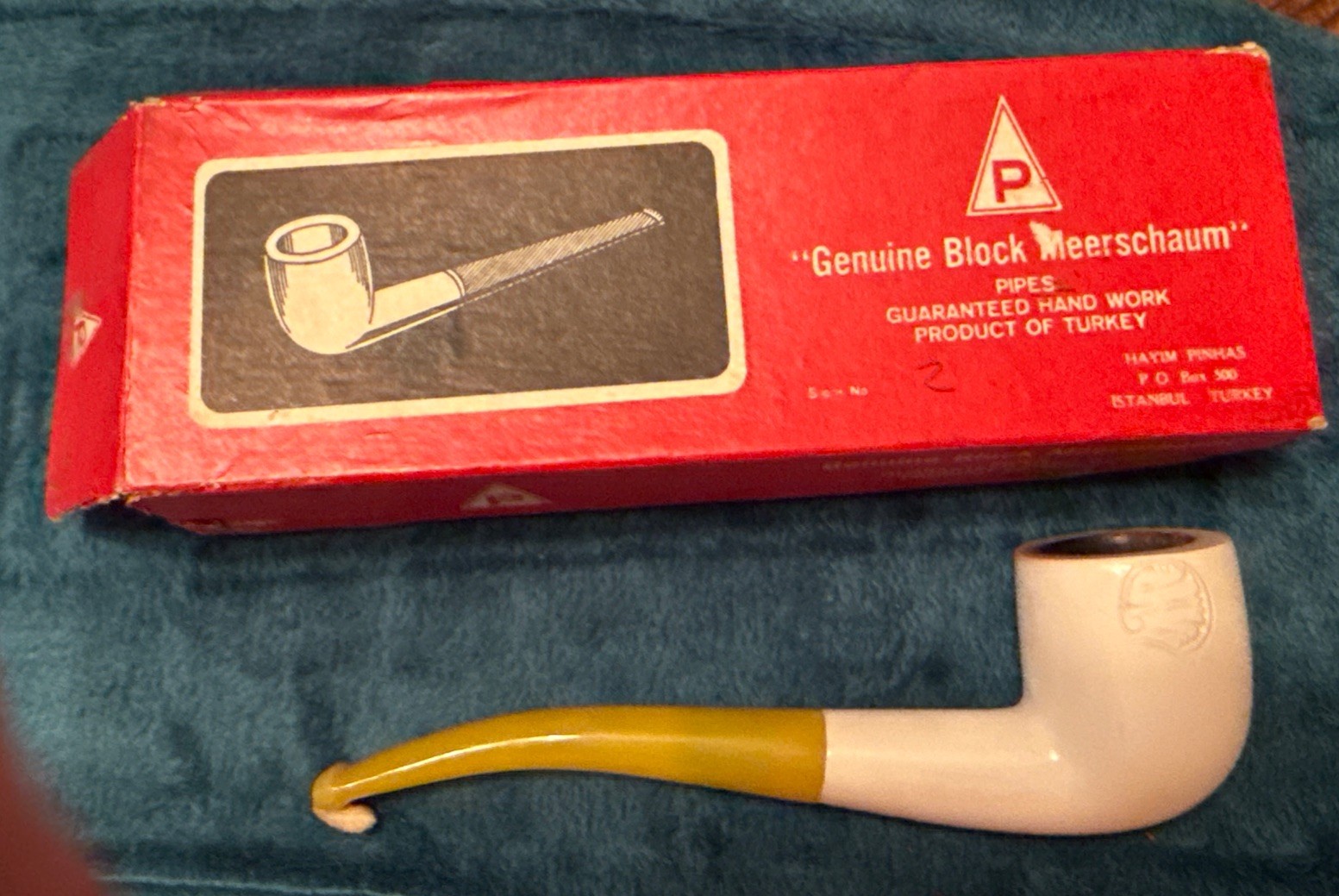 Vintage Turkish Genuine Block Meerschaum pipe with box Vintage Turkish Genuine Block Meerschaum pipe with box