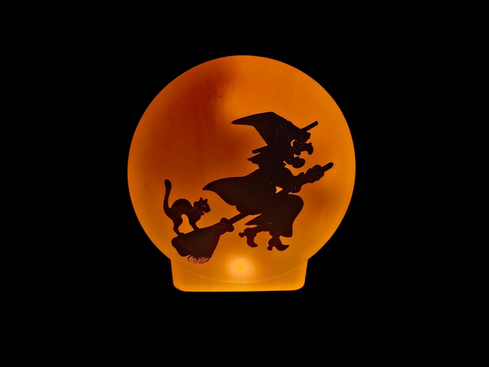 Vintage Flying Witch Black Cat Silhouette Moon Blow Mold Sun Hill 21