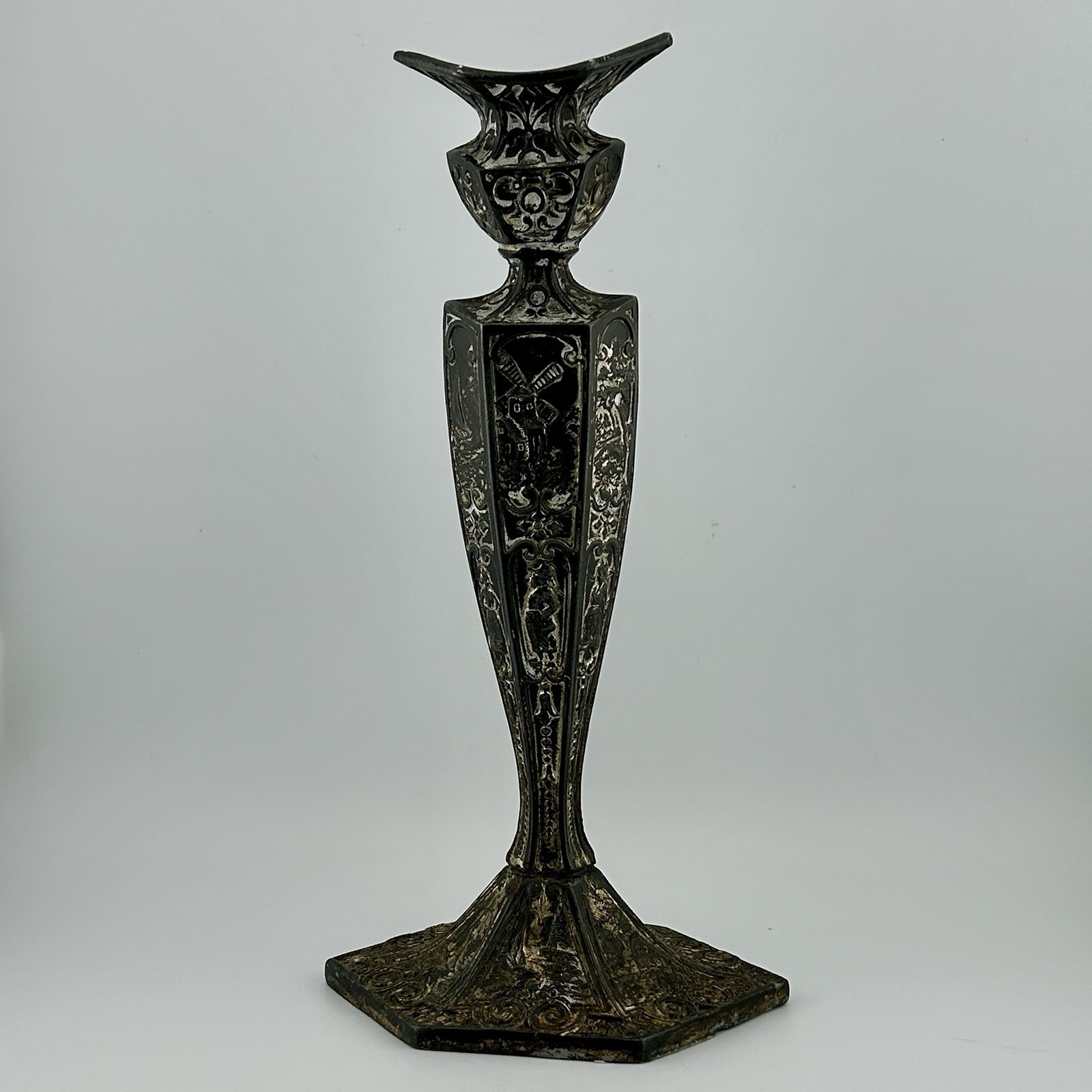 Antique E&JB Silver-Plated Spelterware Dutch Candle Windmill 10″ 1920s