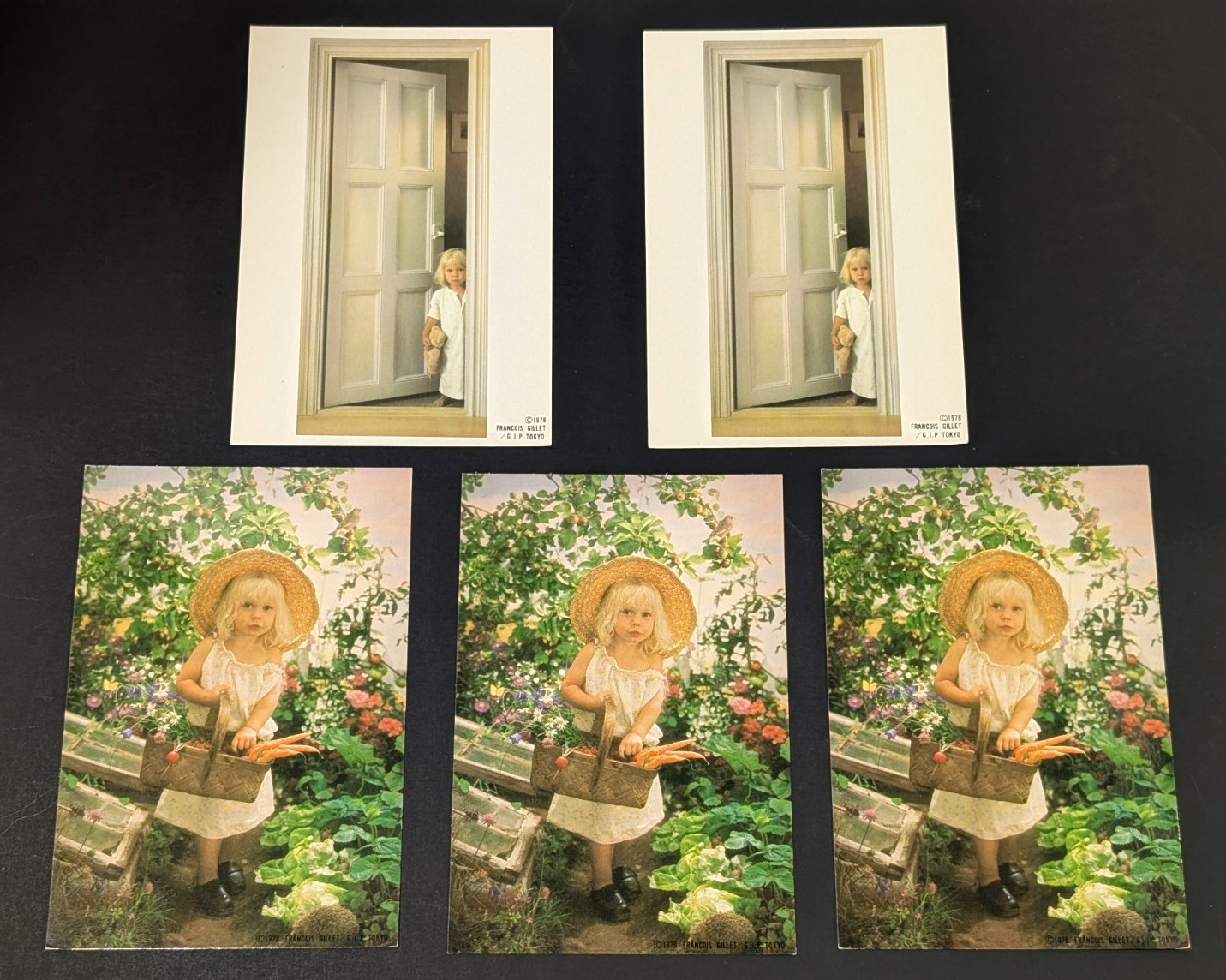Lot of 5 Vintage 1978 Francois Gillet Postcards G.I.P. Tokyo Unused Cute Girl