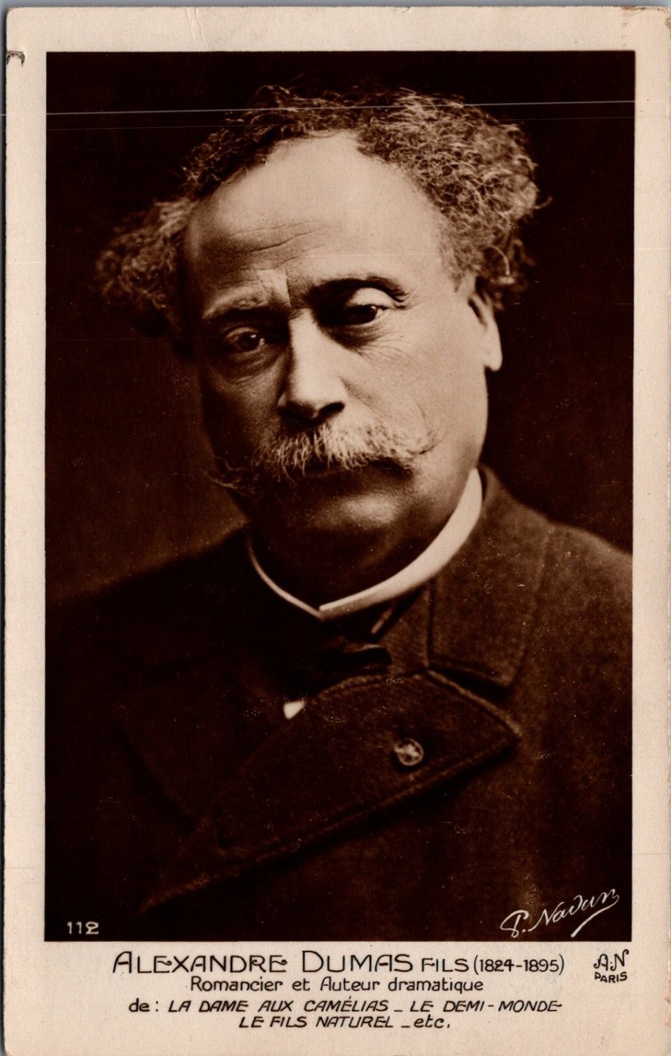 Alexandre Dumas fils G. Nadar Photo Postcard La Dame aux Camélias 1916 France Alexandre Dumas fils G. Nadar Photo Postcard La Dame aux Camélias 1916 France