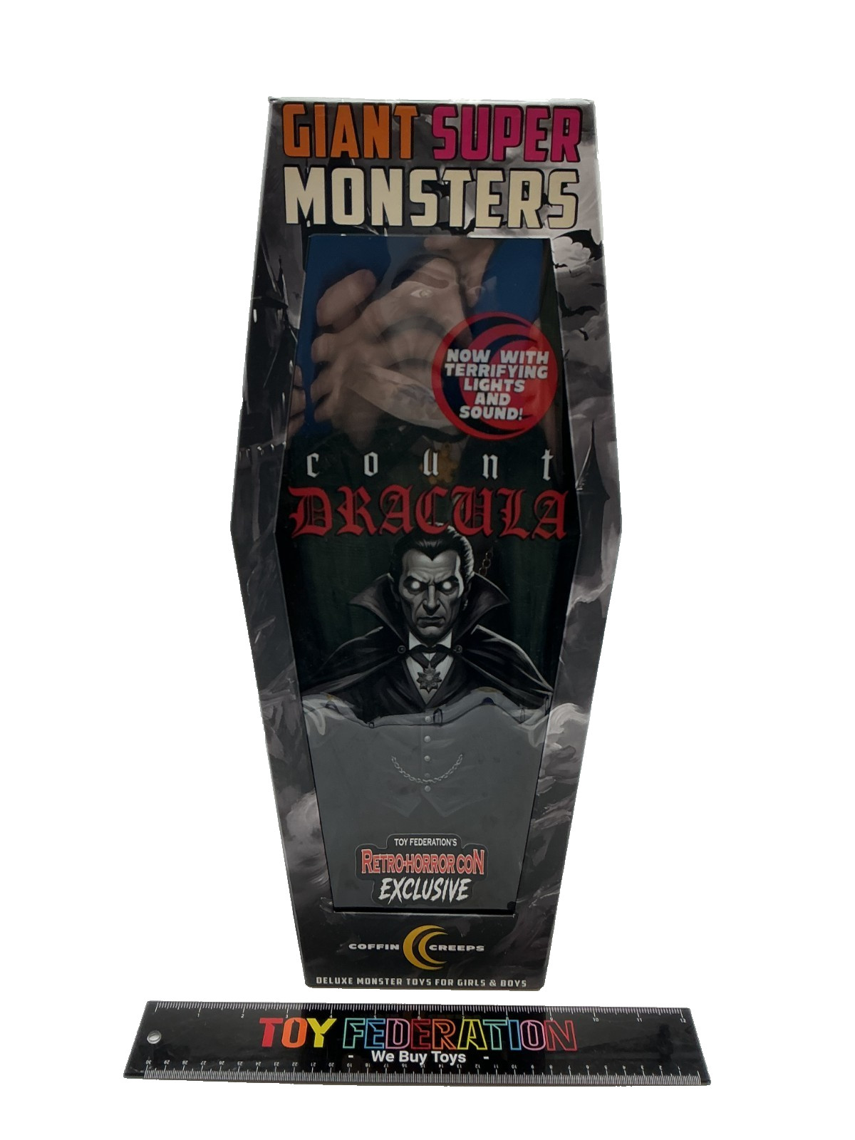 Con Exclusive 2026 COFFIN CREEPS Giant Super Monsters B&W COUNT DRACULA Con Exclusive 2026 COFFIN CREEPS Giant Super Monsters B&W COUNT DRACULA