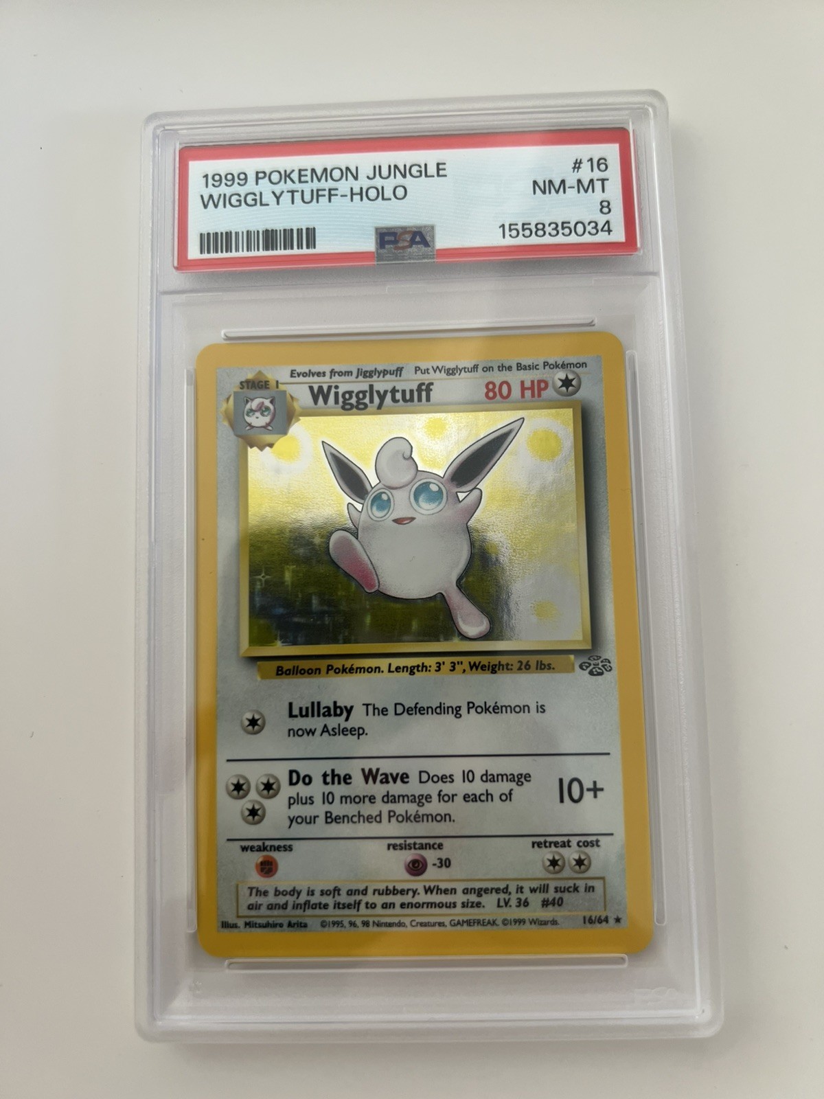 1999 Pokemon Jungle Wigglytuff 16/64 Vintage WOTC Holo Foil Rare PSA 8