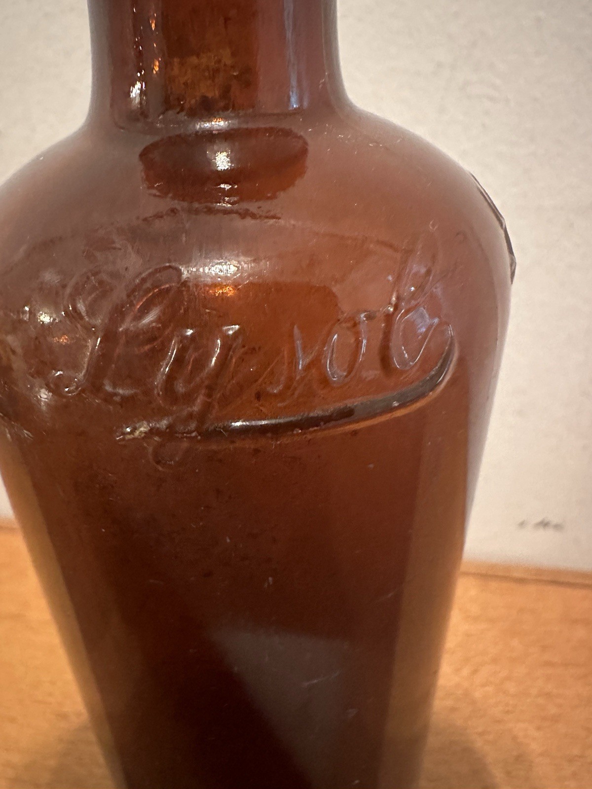 Antique vintage Lysol Brown Glass Bottle L & F Product Corp Bloomfield NJ