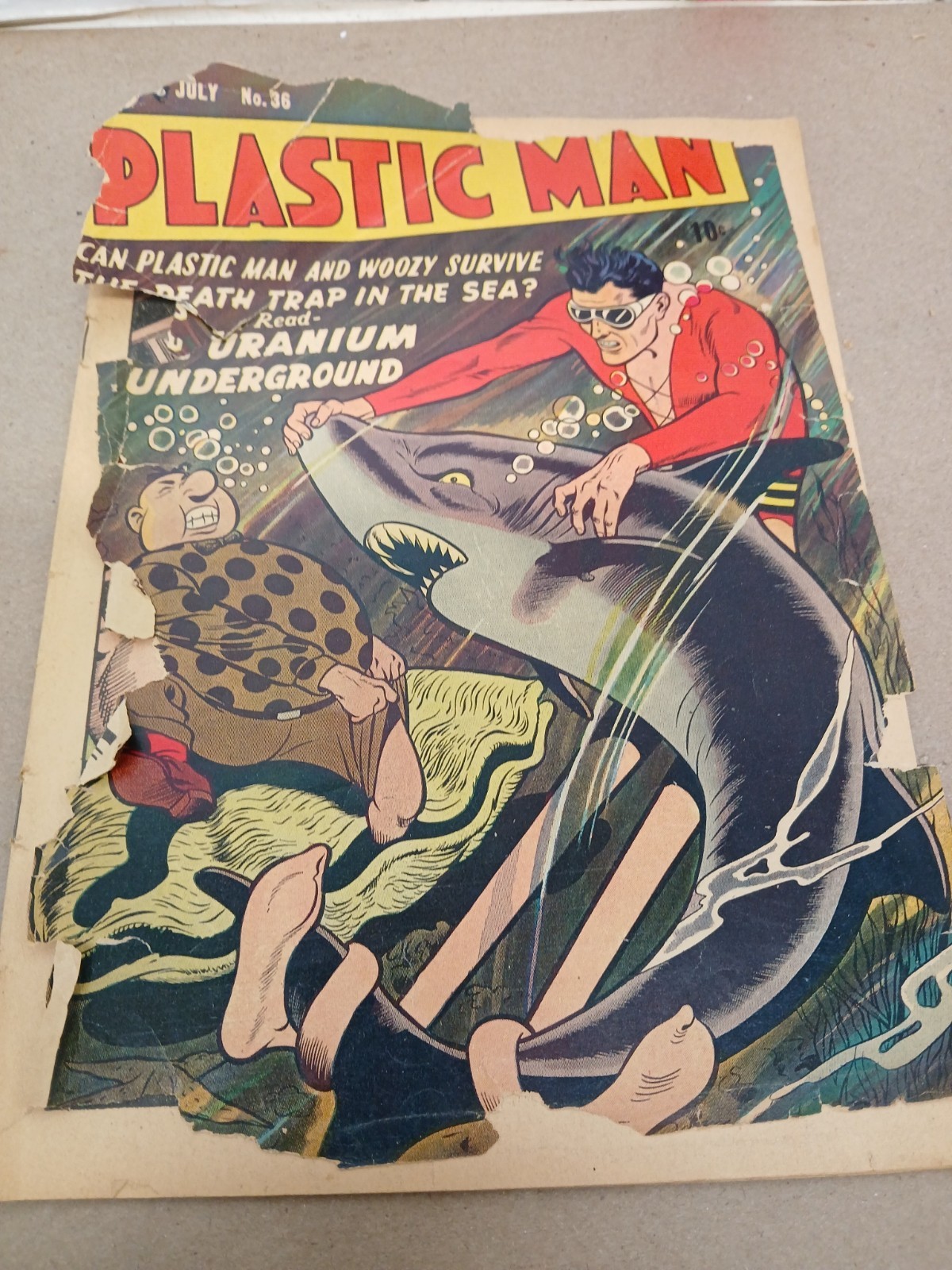 Plastic Man #36 Golden Age Comic July 1952 Quality Comics Cover Incomplete