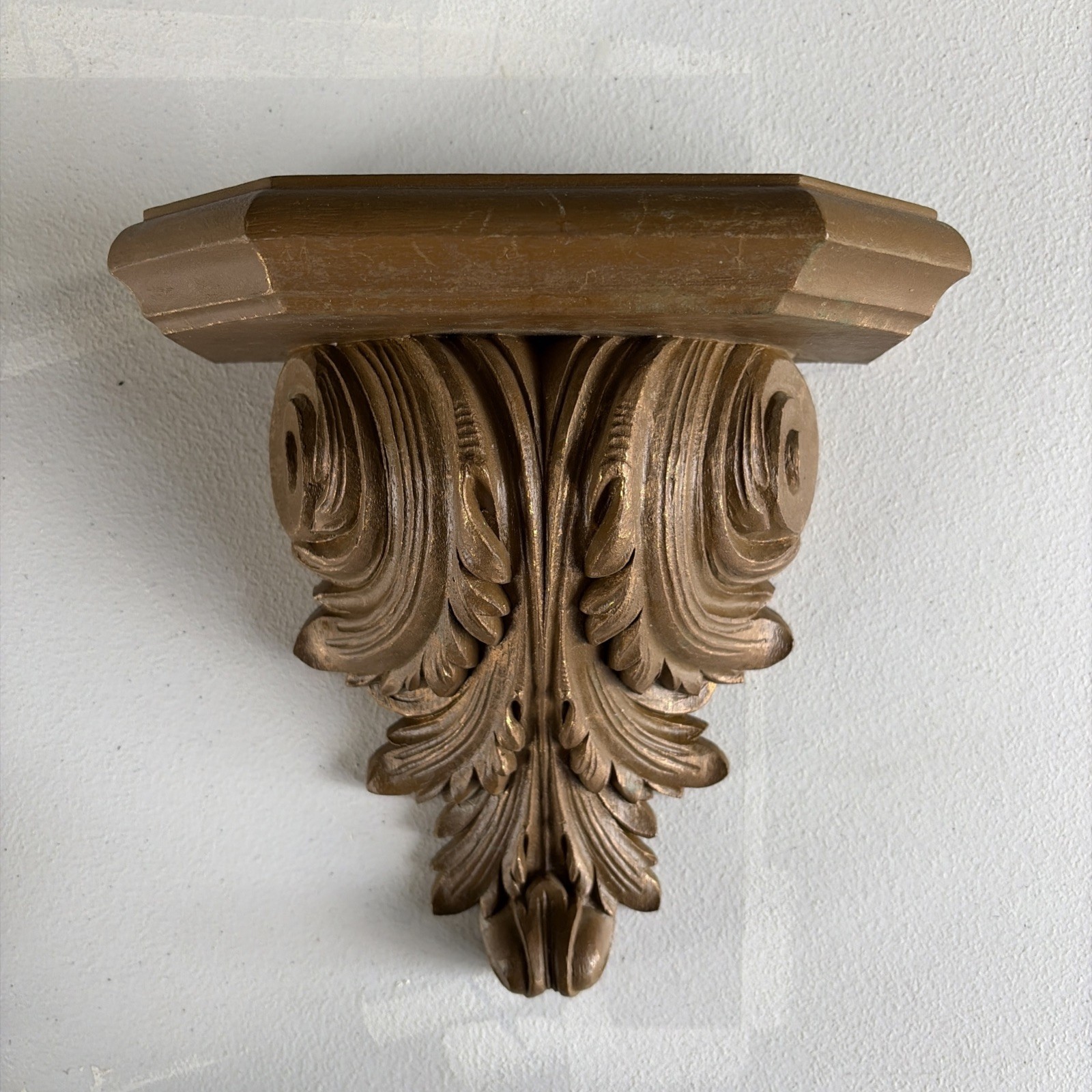 Vintage Burwood Products Gold Wall Sconce Shelf Ornate Hollywood Regency MCM