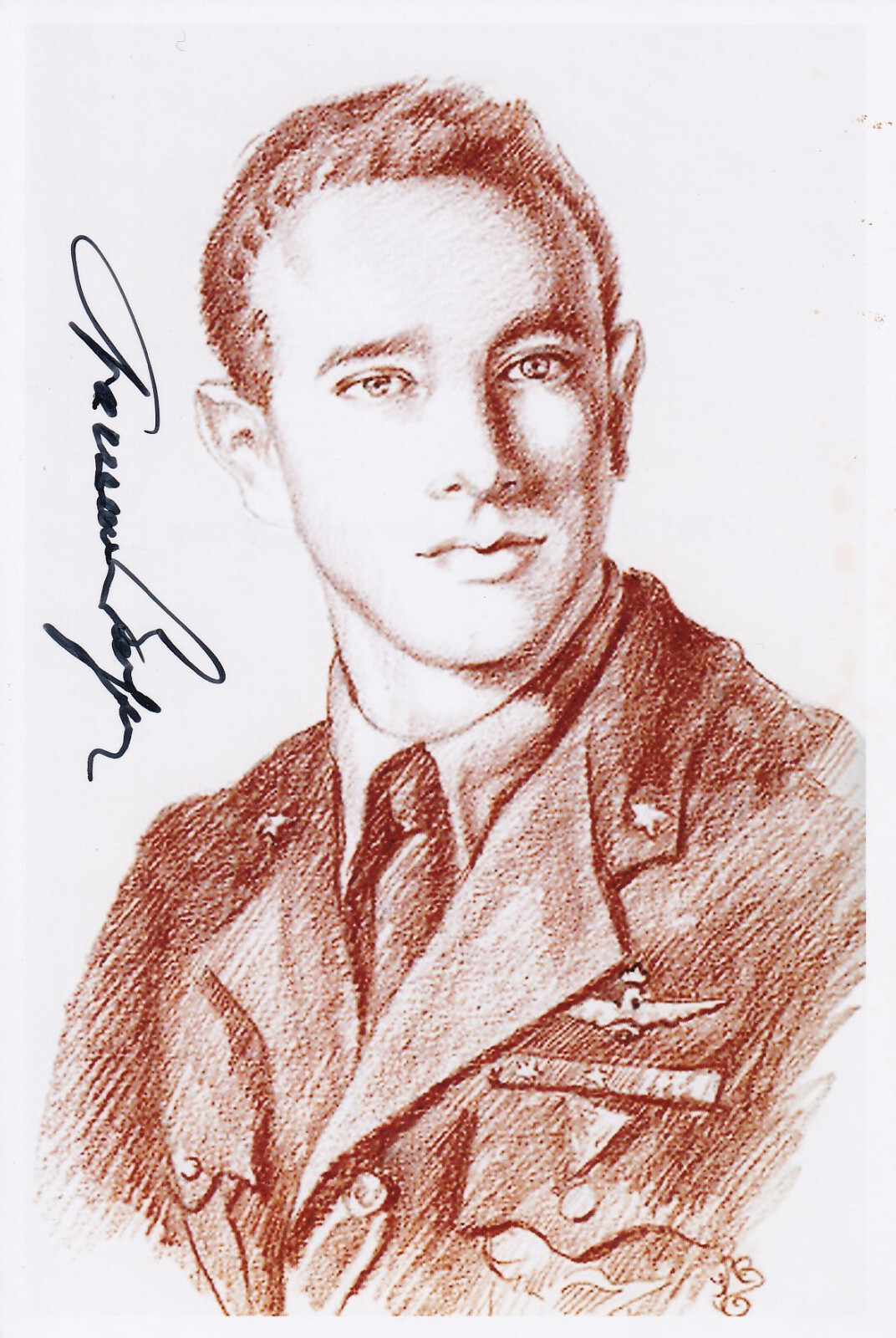 Luigi Gorrini Signed Autographed 4x6 Photo WWII Fighter Pilot Regia Aeronautica