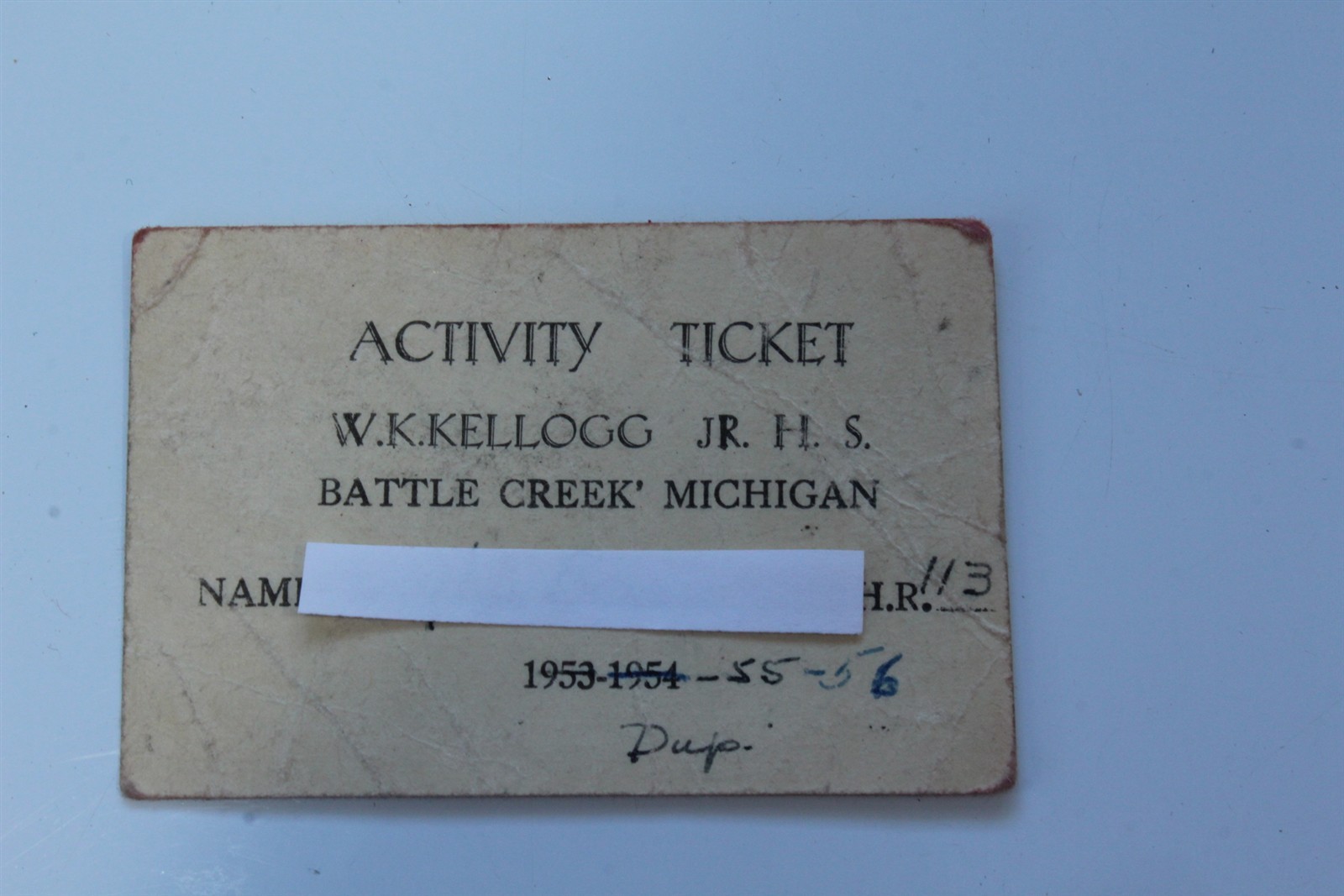 Vintage 1953-1956 W.K. Kellogg Jr. HS Activity Ticket Battle Creek, MI Vintage 1953-1956 W.K. Kellogg Jr. HS Activity Ticket Battle Creek, MI