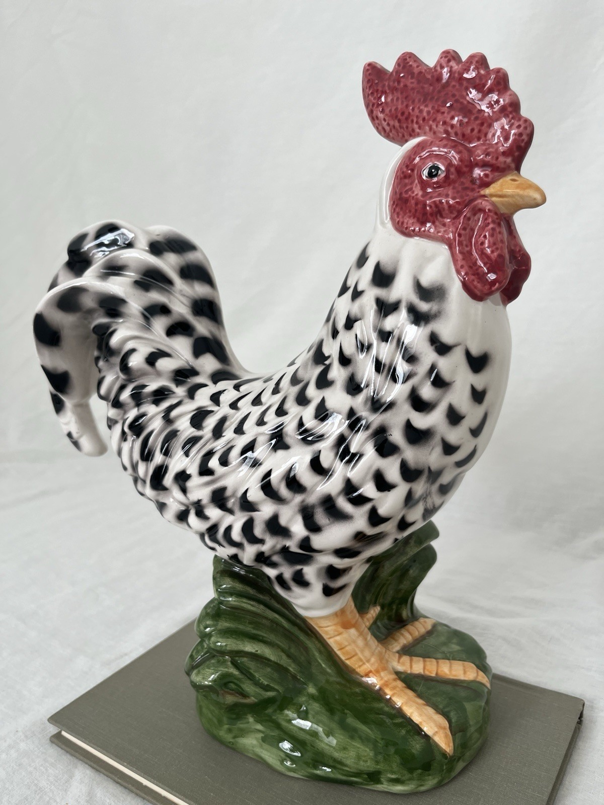 Vintage 1992 Fitz and Floyd Poulet Rooster Figurine Black White Ceramic Vintage 1992 Fitz and Floyd Poulet Rooster Figurine Black White Ceramic