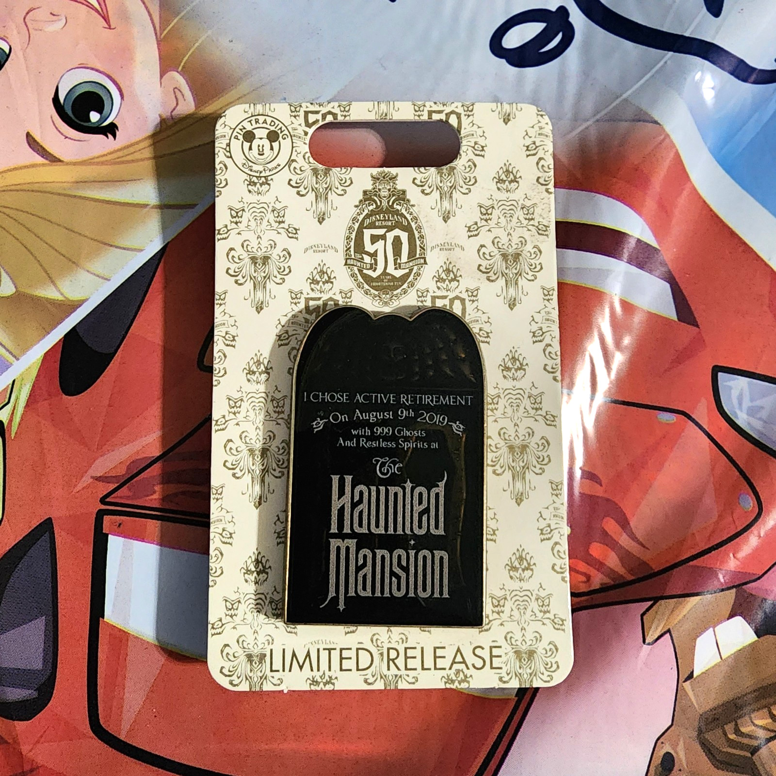 Disney Haunted Mansion 50th Anniversary Tombstone Pin I Chose Active Retirement