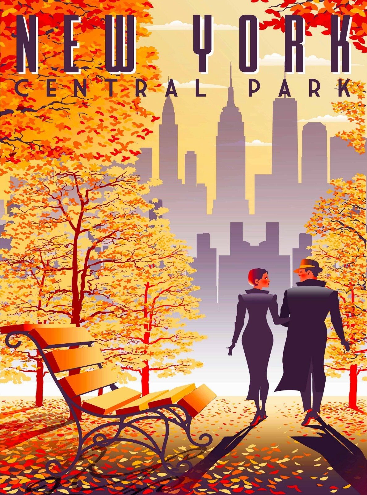 New York Central Park Retro United States Travel Advertisement Poster Print New York Central Park Retro United States Travel Advertisement Poster Print