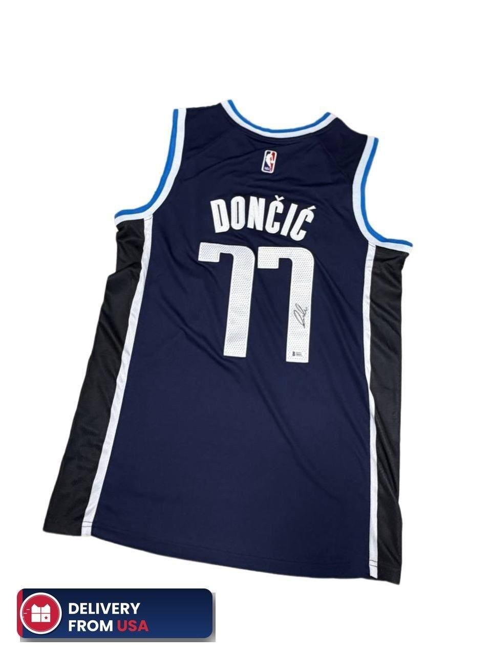 Blue Luka Doncic #77 MAUS Hand Signed Autographed Jersey BECKETT COA