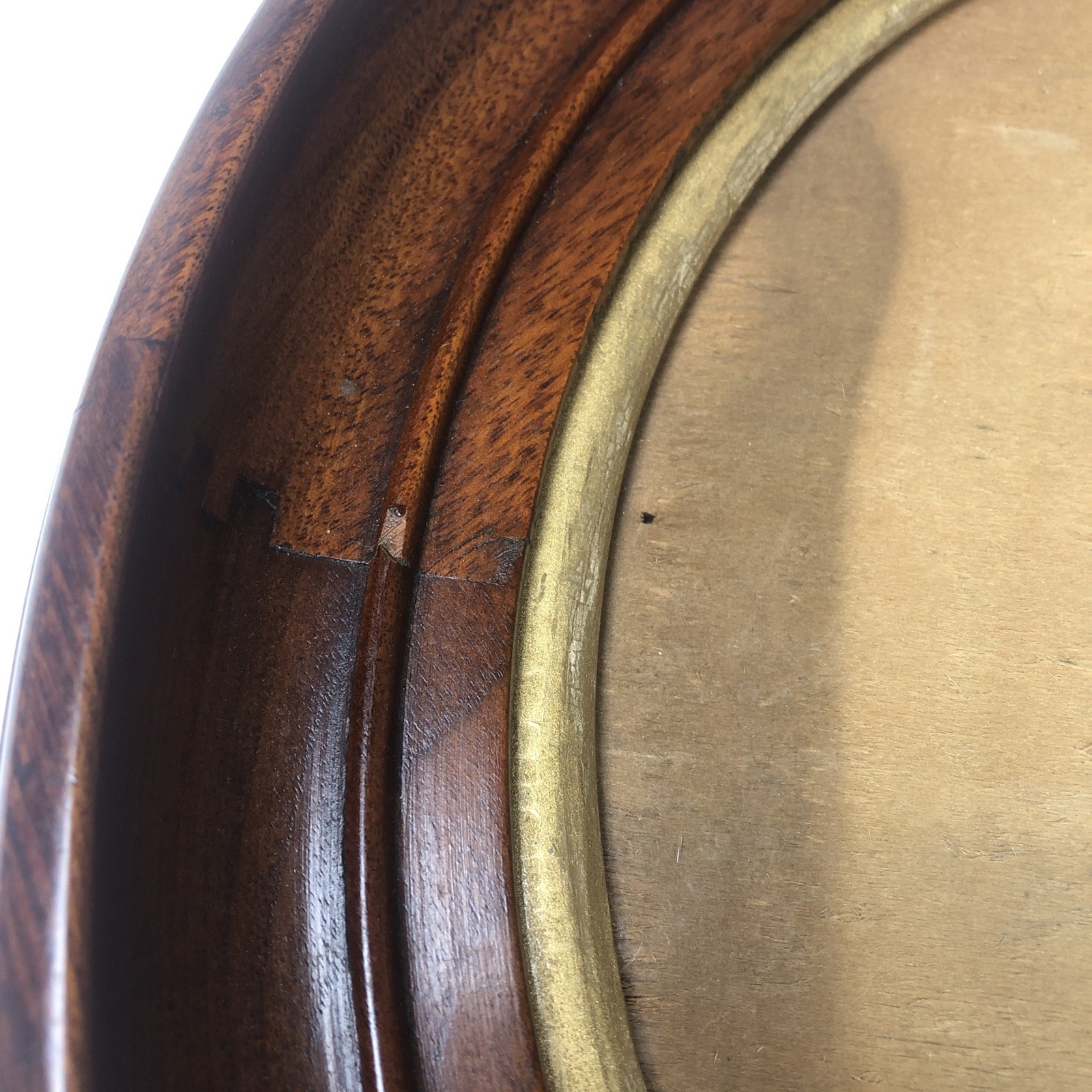 Walnut Wood Victorian Handmade Oval Eastlake Picture Frame Gilt Liner cut Glass