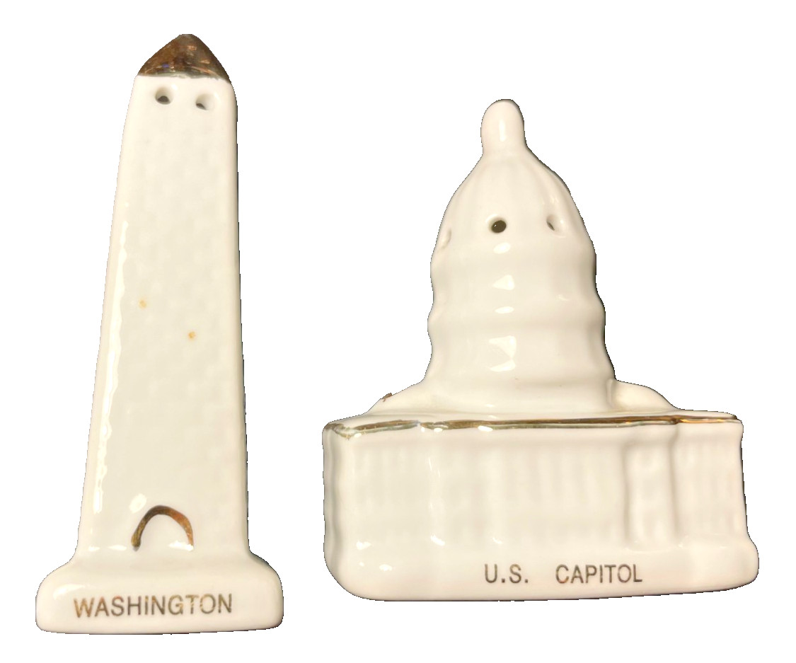 Vintage 1950's U.S. Capitol Building & Washington Monument Salt & Pepper Shakers