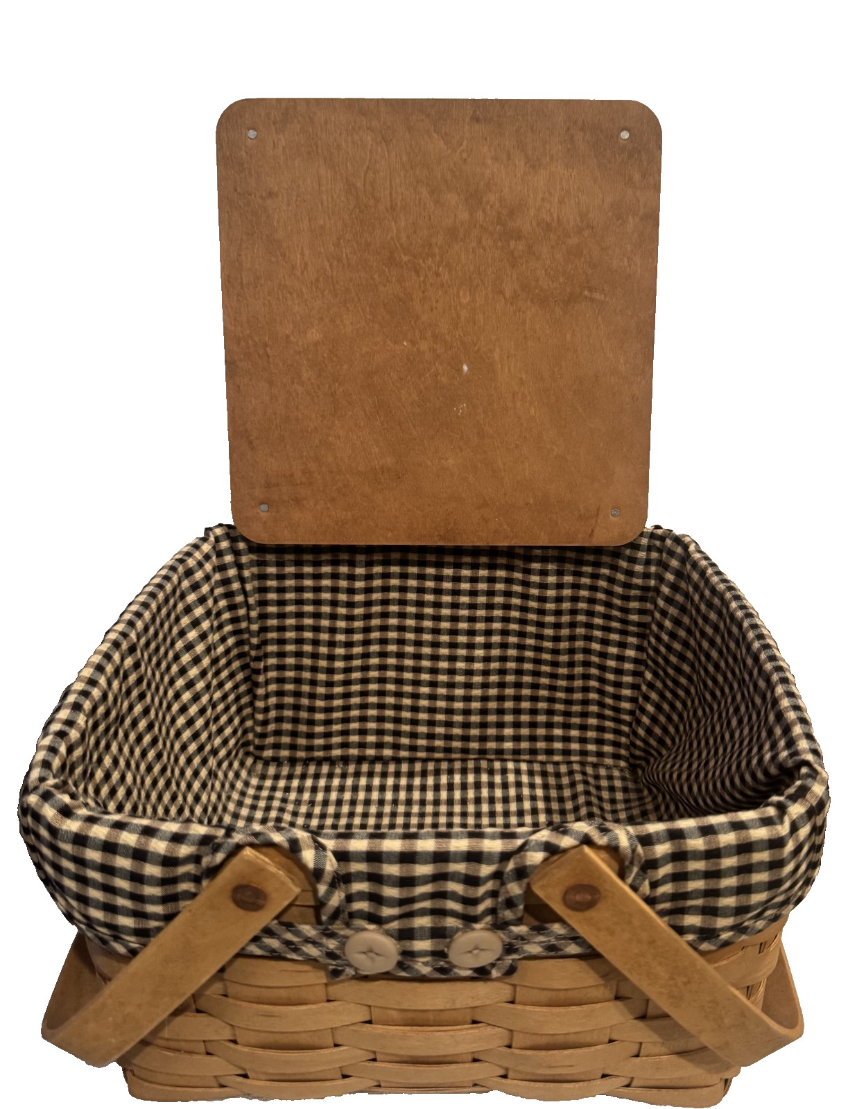 2004 Longaberger Picnic Style Basket w/Liner and wood riser