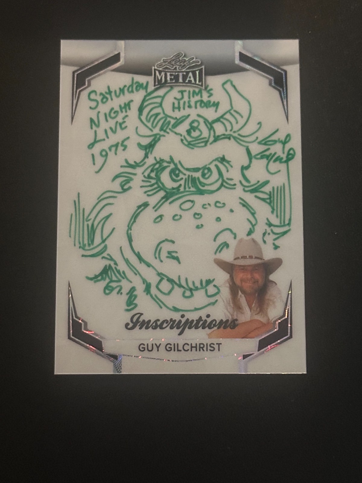 GUY GILCHRIST 2025 LEAF METAL INSCRIPTION SKETCH AUTO SATURDAY NIGHT LIVE 1975