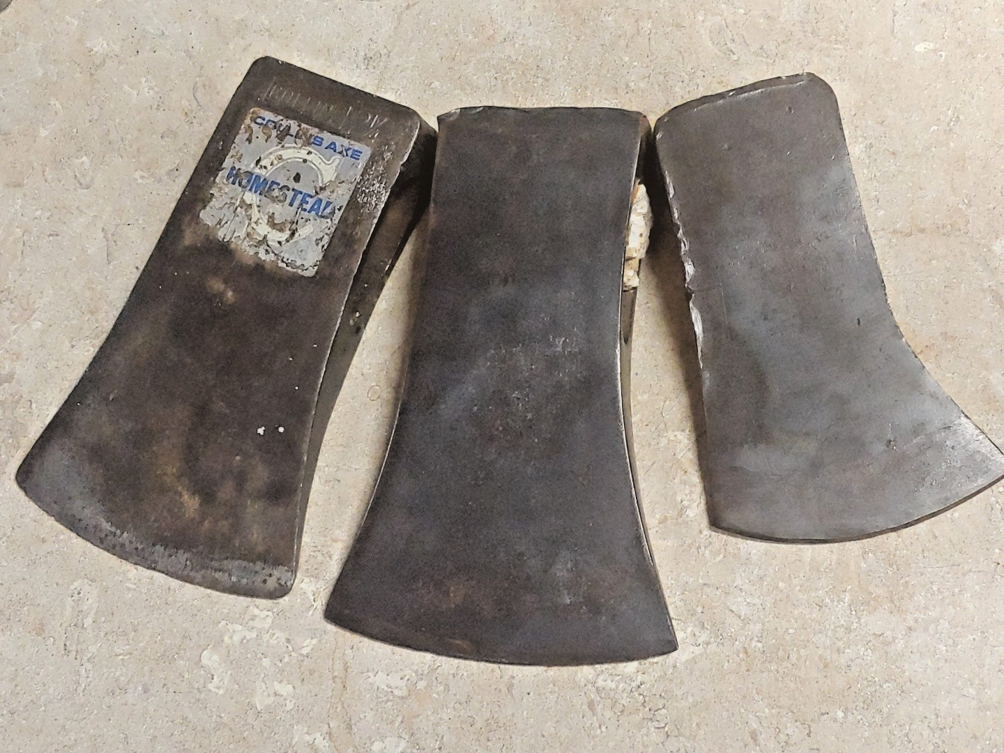 3 Pcs. Axe/Hatchet heads Collins Homestead USA 2-1/4 & 2 Unbranded Good Cond.