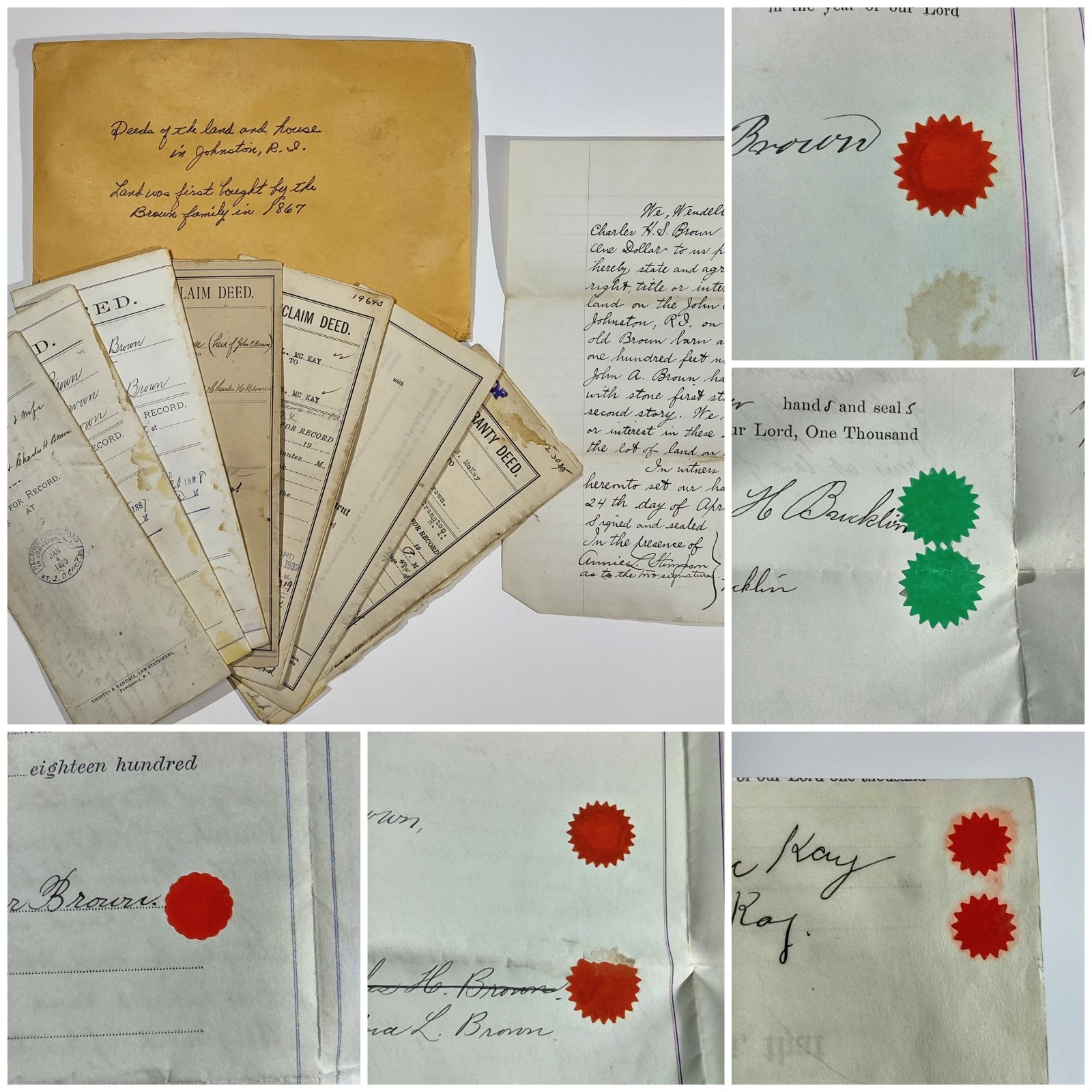 Antique 1867-1934 Johnston RI Land Deed Archive Brown Farm Hughesdale Ephemera Antique 1867-1934 Johnston RI Land Deed Archive Brown Farm Hughesdale Ephemera