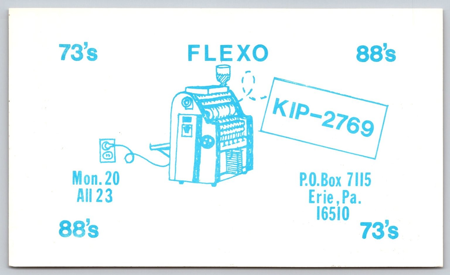 Vintage CB Radio QSL Card FLEXO KIP-2769 Erie PA Citizen\'s Band Postcard B133 Vintage CB Radio QSL Card FLEXO KIP-2769 Erie PA Citizen\'s Band Postcard B133