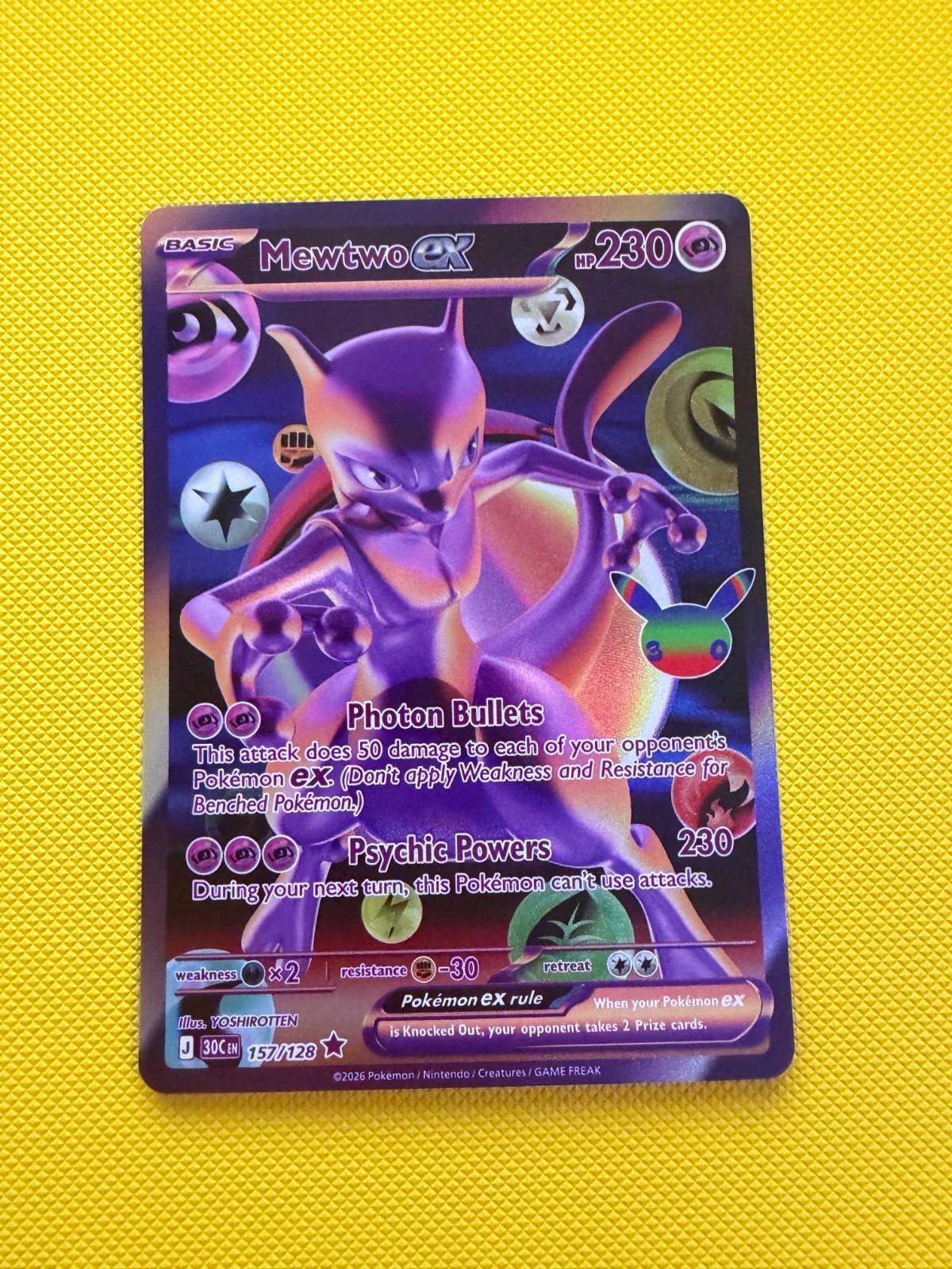 Pokemon TCG 30th Celebration Mewtwo Futuristic Rare 157/128 NM Pokemon TCG 30th Celebration Mewtwo Futuristic Rare 157/128 NM