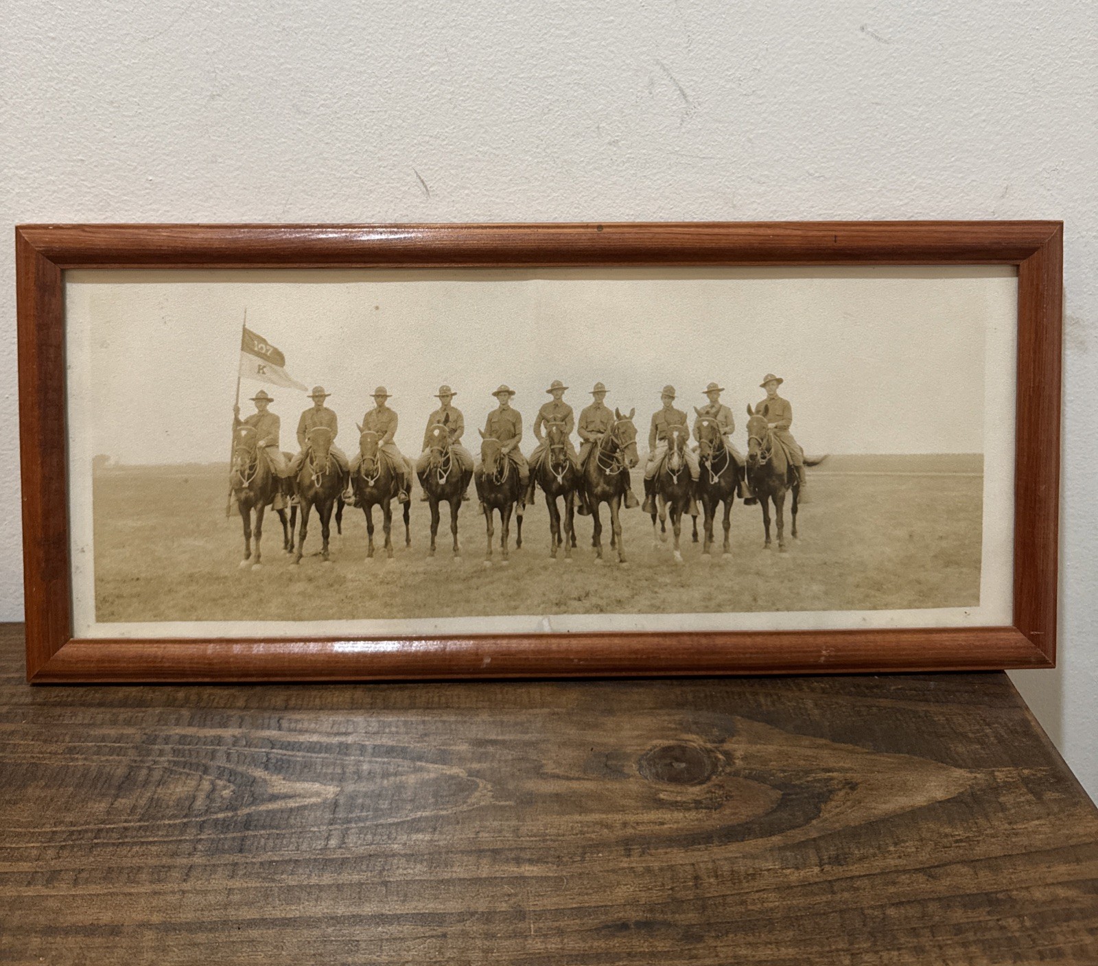 Original c1930s Troop K 107th Cavalry Ohio National Guard Soldiers Panoramic
