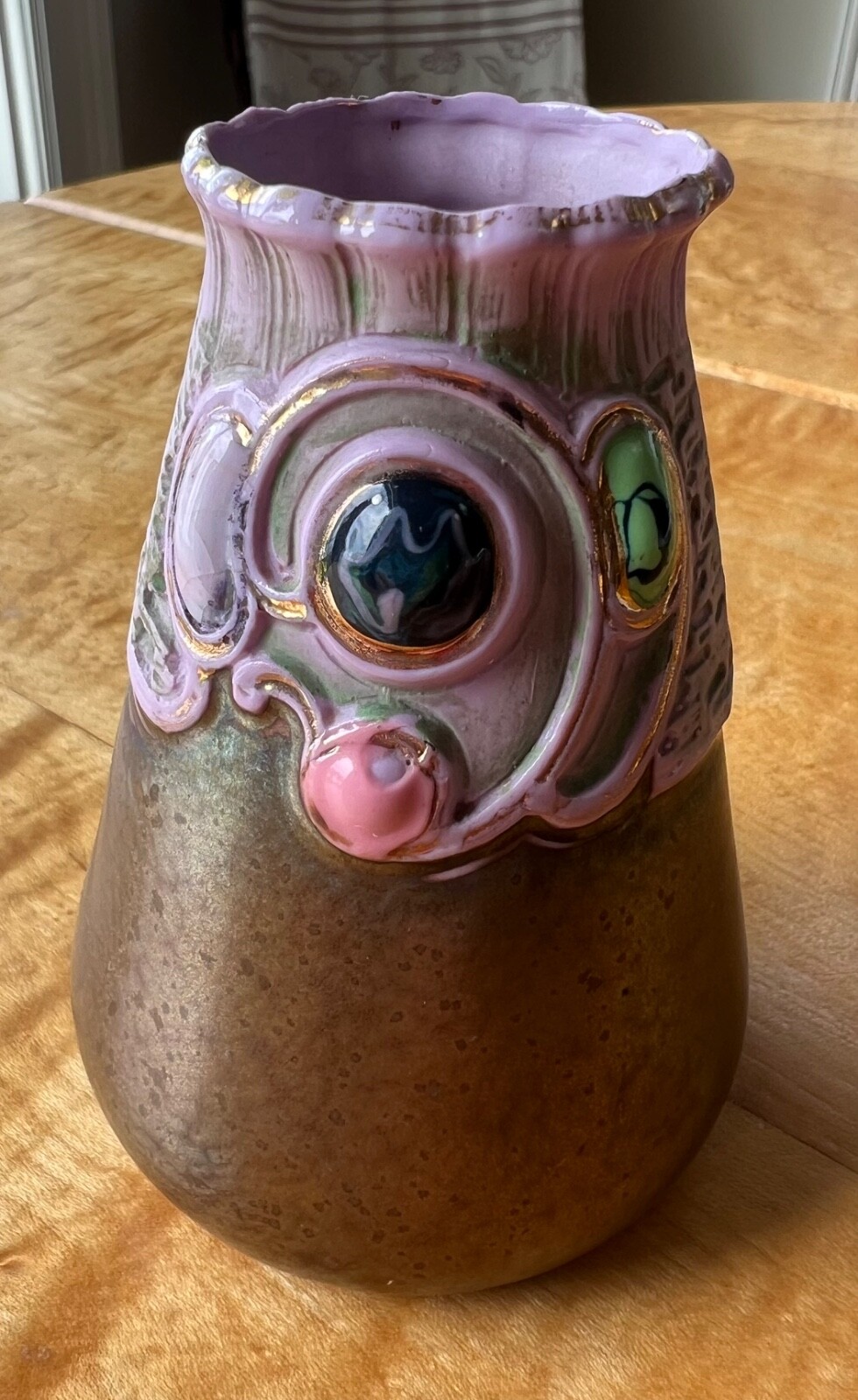 Antique Schäfer & Vater Vase Relief Pink Porcelain Germany c.1900, 4