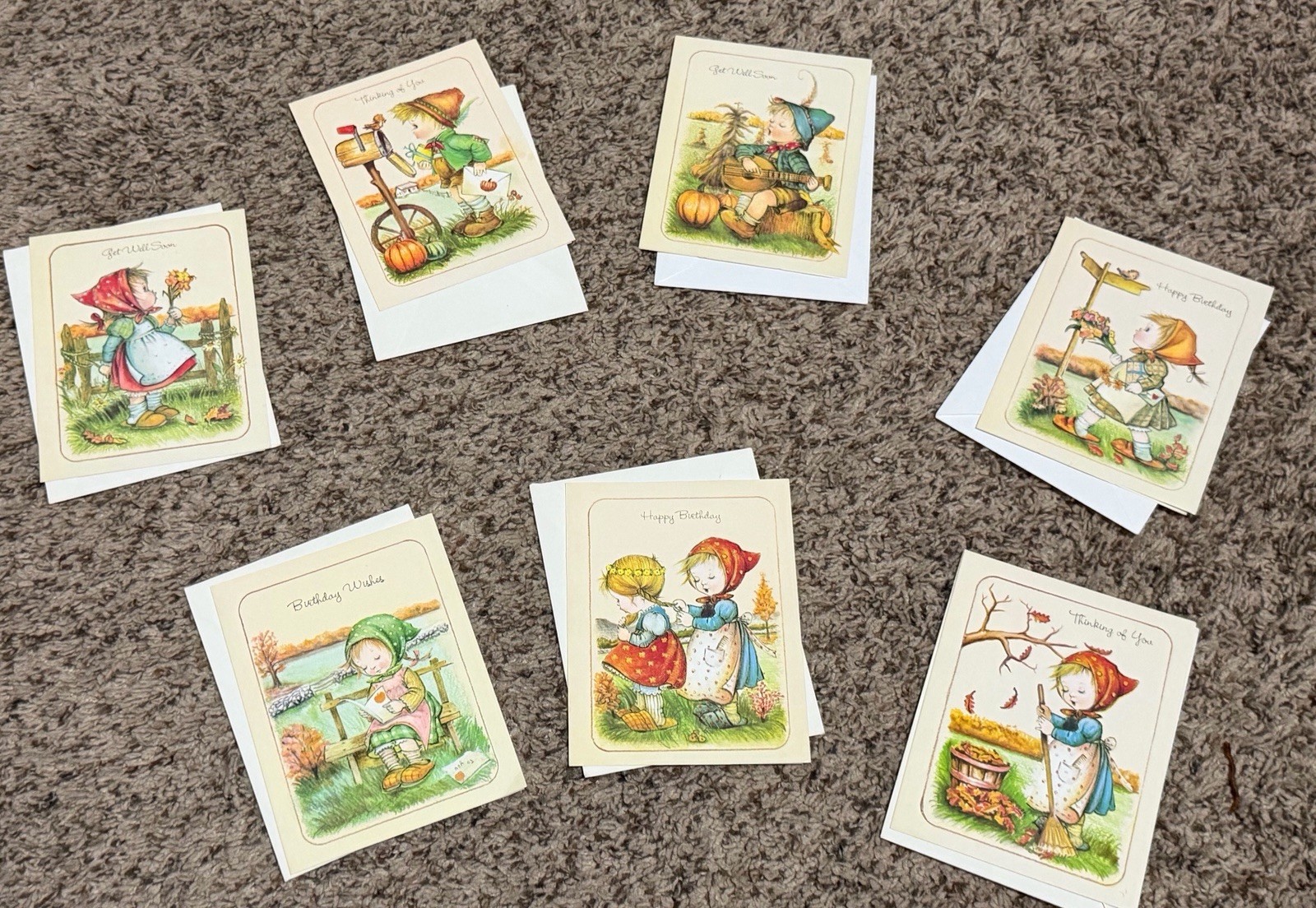 9 VTG 1988 Anneliese Little Children Happy Birthday Greeting Thinking Get Well
