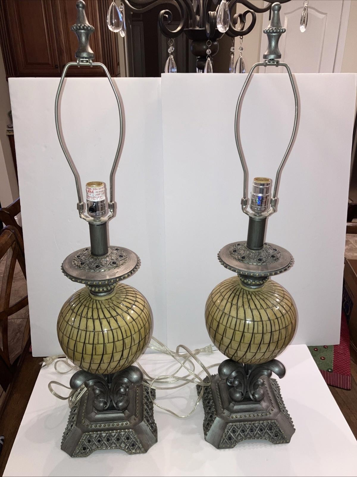 Vintage Rare Pair of Ornate Lamps Mid Century Modern Hollywood Regency