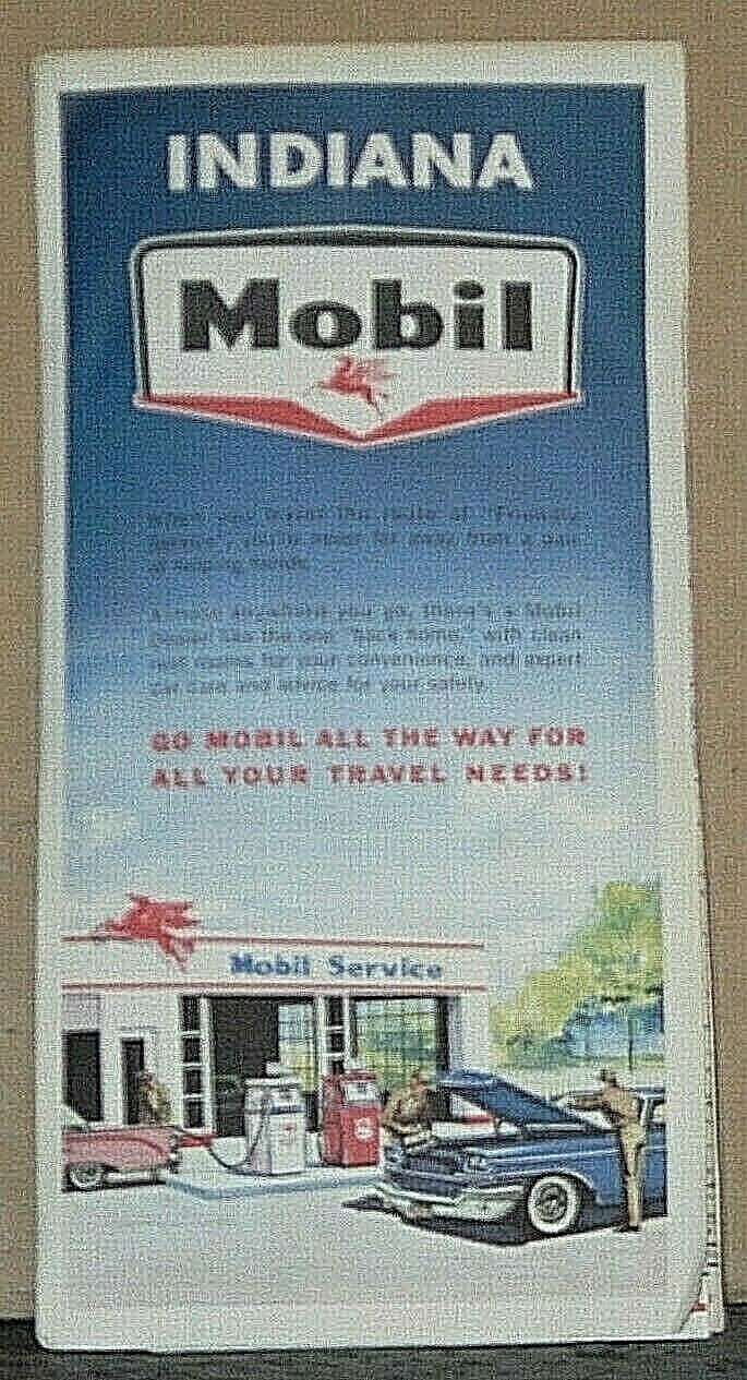 1956-57 Mobil Road Map of Indiana \