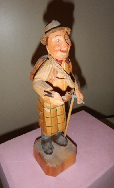 Vintage ANRI 7” Carved Wood Italian Figurine Folk Art MOUNTAINEER