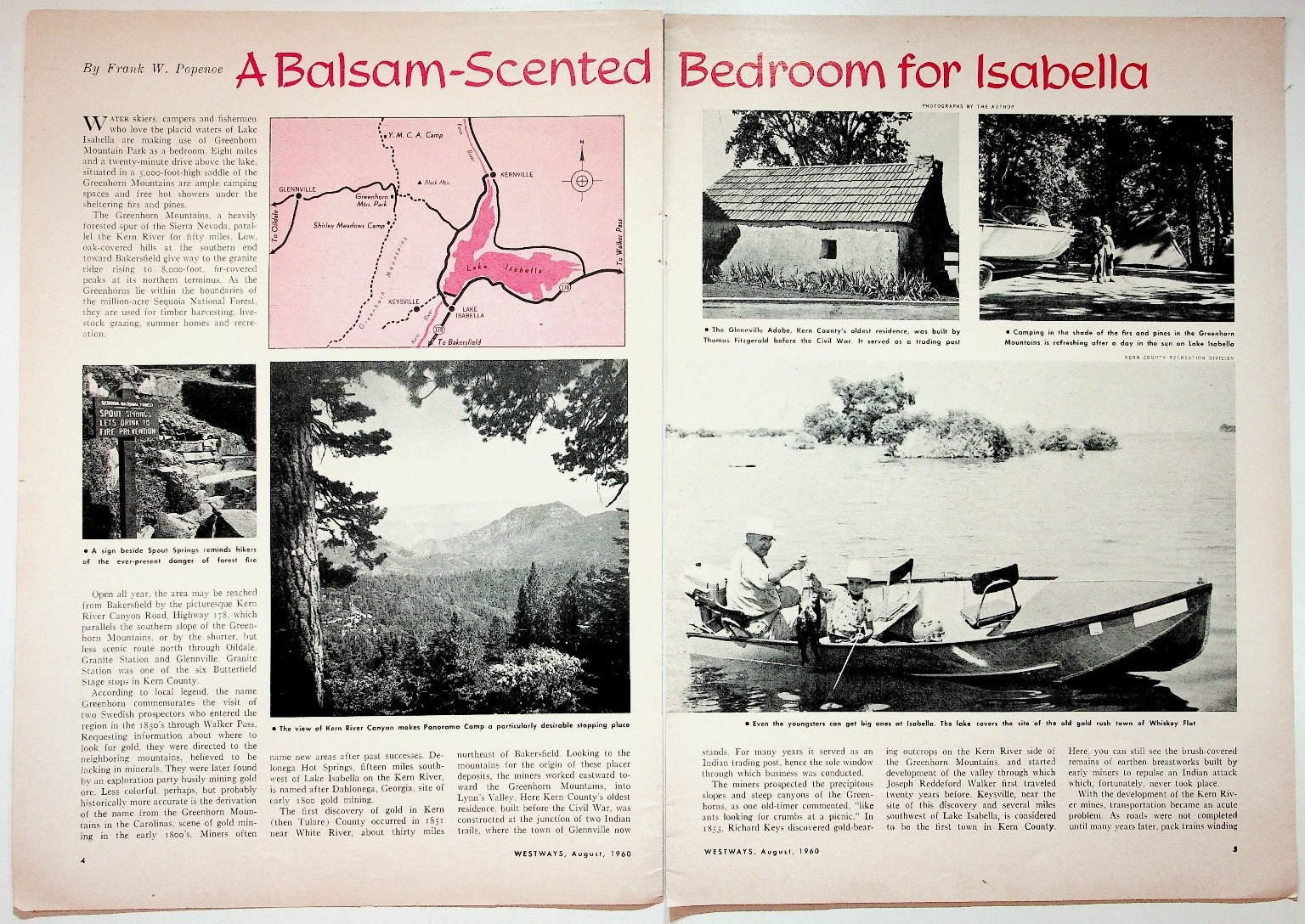 Westways Magazine Lake Isabella Greenhorn Mountains Article 1960 California Westways Magazine Lake Isabella Greenhorn Mountains Article 1960 California