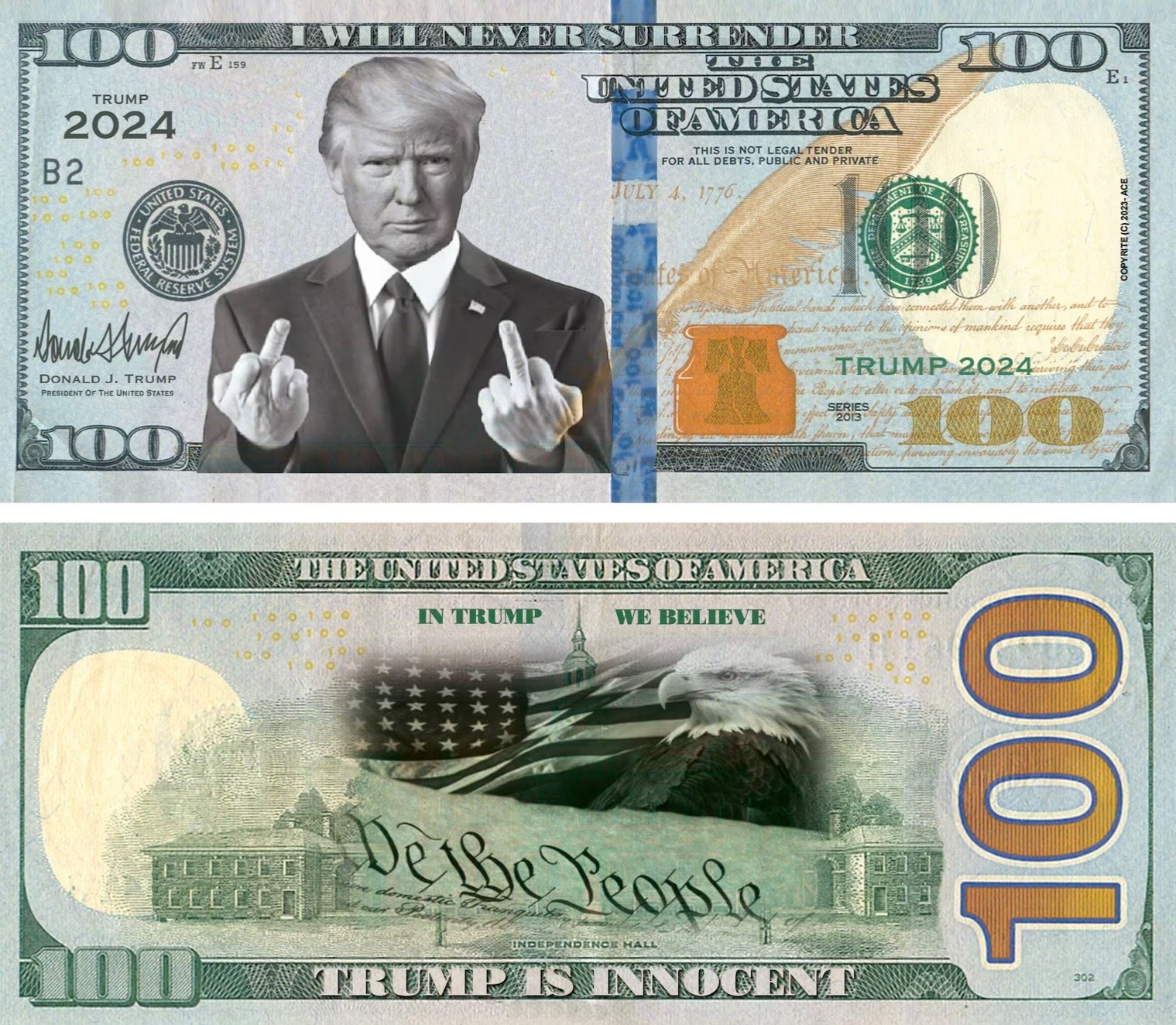 40 Pack President Donald Trump is Innocent POTUS Collectible Century $100 Dollar 40 Pack President Donald Trump is Innocent POTUS Collectible Century $100 Dollar
