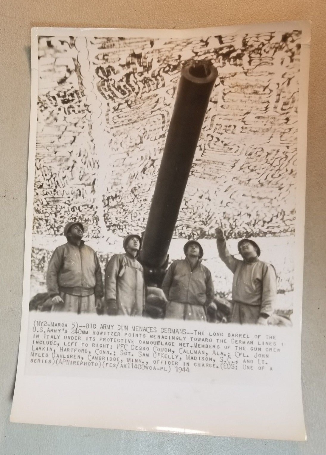 Vintage Original Press Photo of WW2 WWII 8X10 BIG ARMY GUN GERMANY 1944 68C