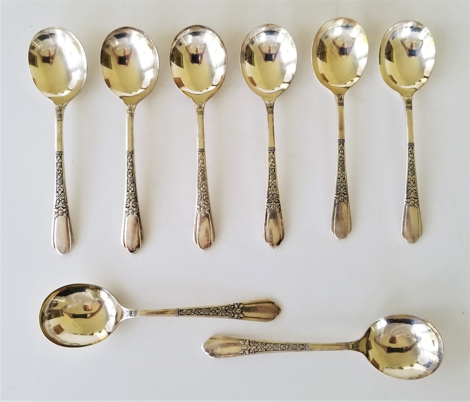 antique SIMEON ROGERS silverplate FLATWARE A1 X FLORAL soup spoons 8pc antique SIMEON ROGERS silverplate FLATWARE A1 X FLORAL soup spoons 8pc