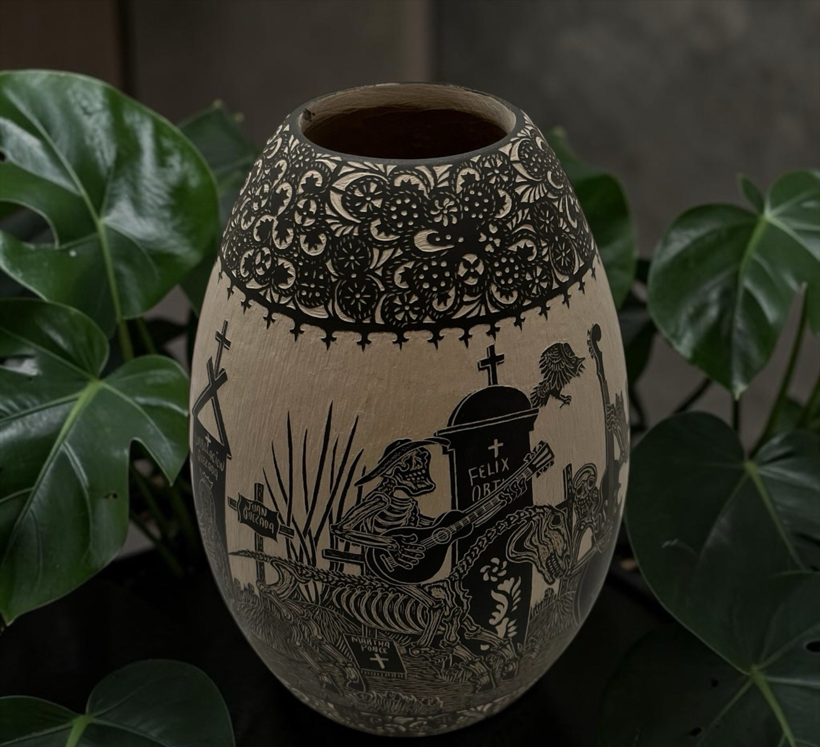 Mata Ortiz Pottery Day of the Dead Javier Martinez Cemetery Ravens Mexico Mata Ortiz Pottery Day of the Dead Javier Martinez Cemetery Ravens Mexico