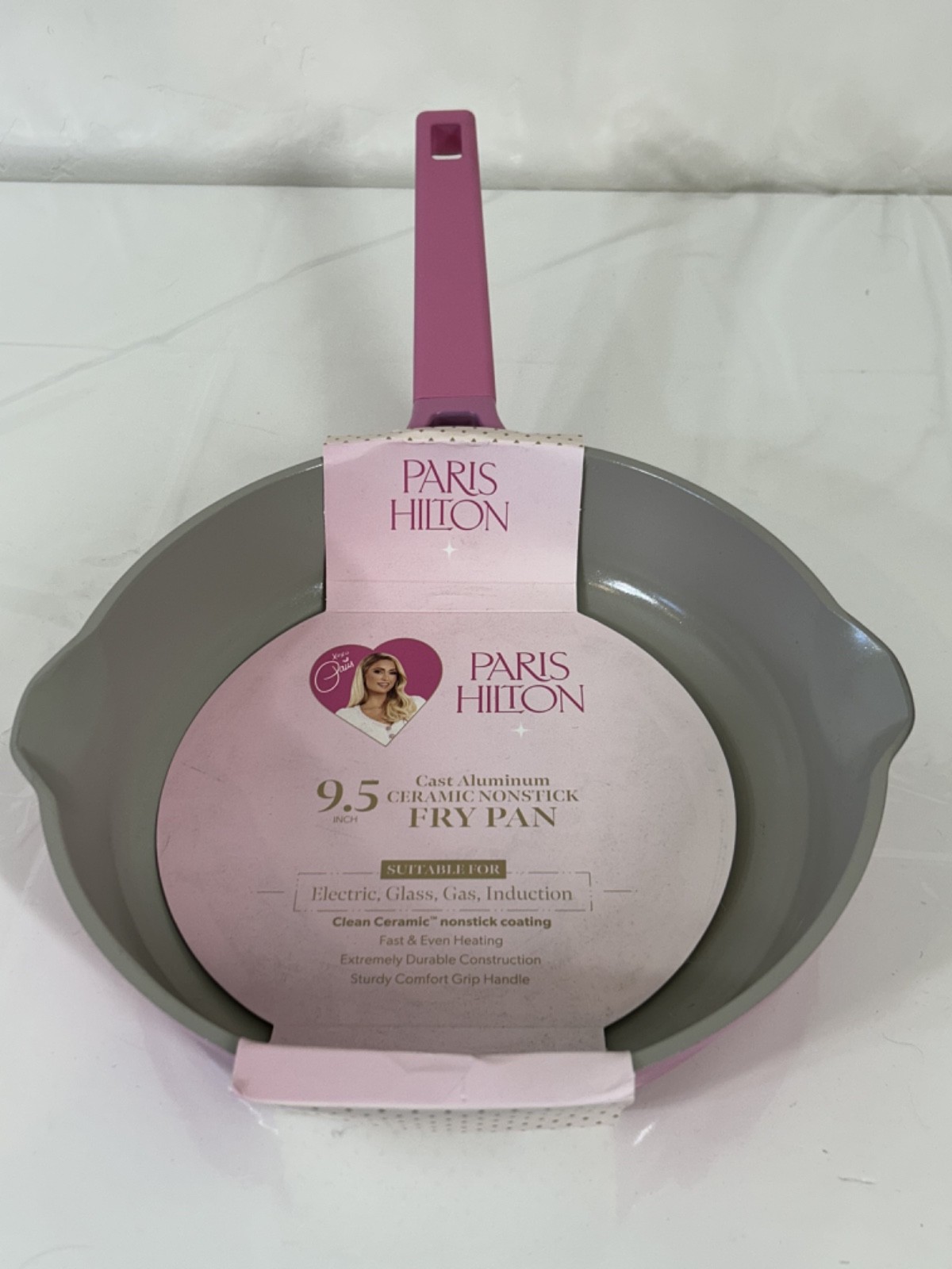 NEW Paris Hilton 9.5 Inch Cast Aluminum Pink Fry Pan Induction NWT B59 NEW Paris Hilton 9.5 Inch Cast Aluminum Pink Fry Pan Induction NWT B59