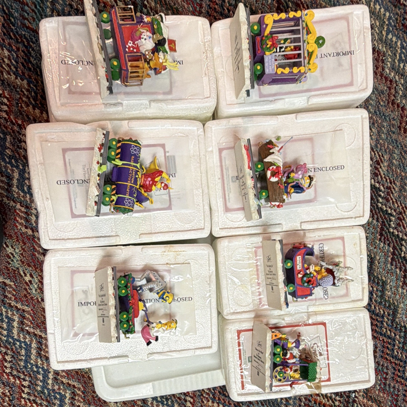 The Simpsons Christmas Express Train Figurines Lot of 7 boxed and COA.