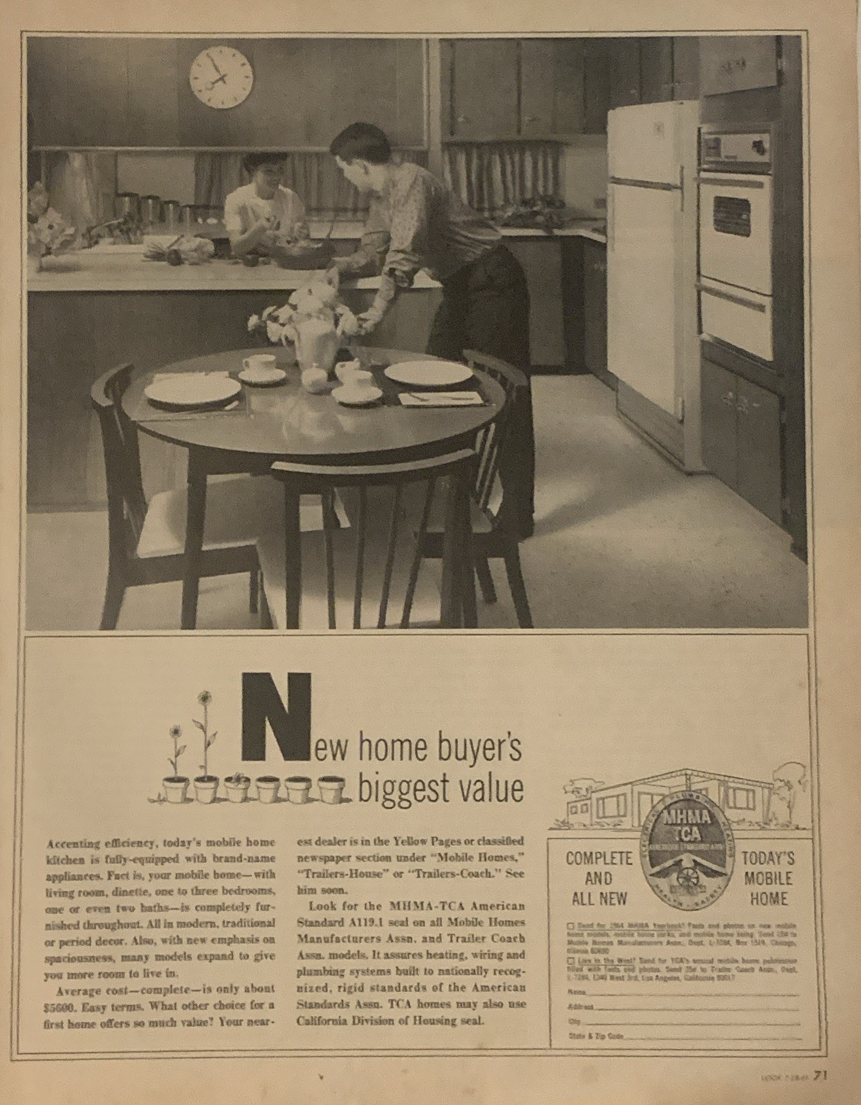 1964 Mobile Homes Manufacturers PRINT AD Fully Equipped MCM Kitchen VTG 1960s 1964 Mobile Homes Manufacturers PRINT AD Fully Equipped MCM Kitchen VTG 1960s