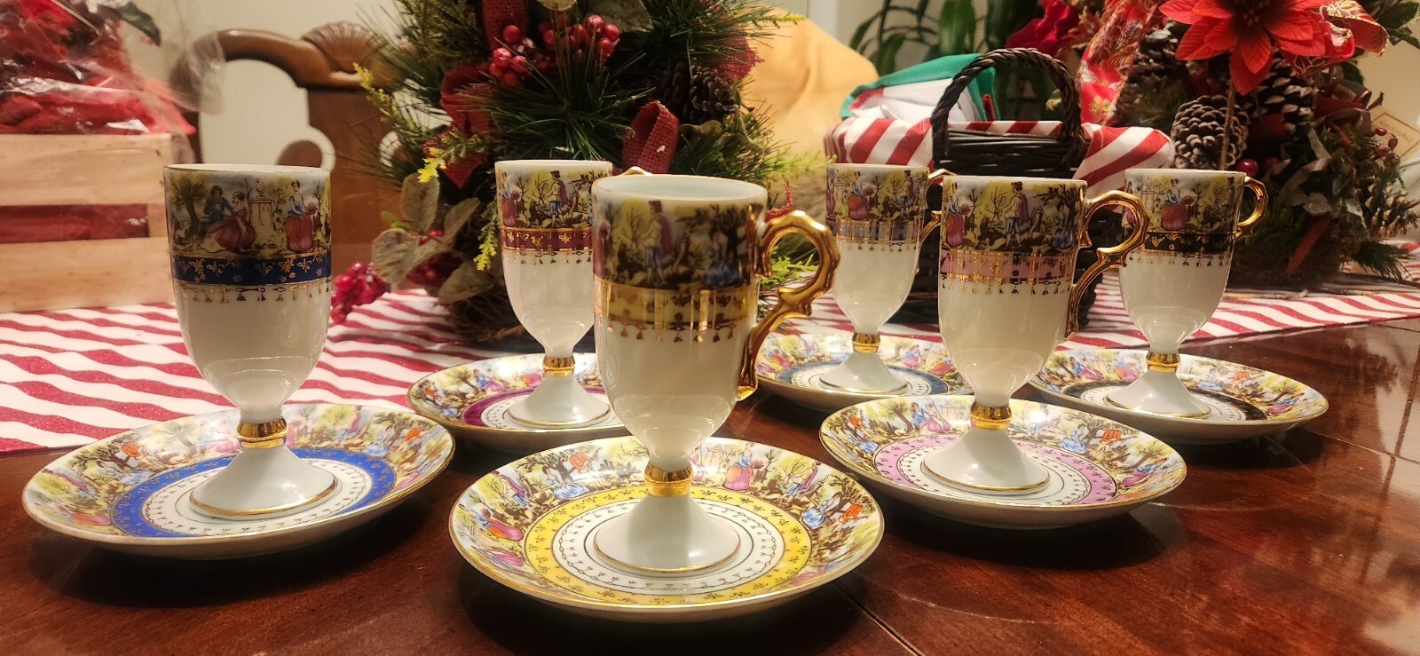 1950\'S 33/45 Porcelain Pedestal Cup & Saucer Rare ARNART Creations Vienna Style