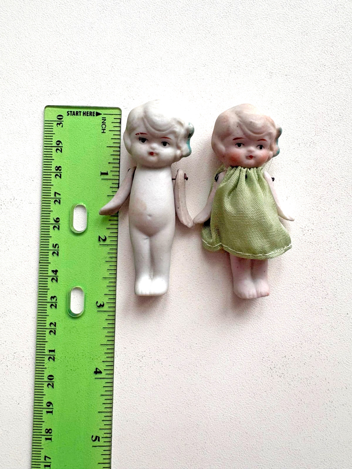 Vintage Miniature matching PAIR Bisque Penny Dolls 2.5\ Vintage Miniature matching PAIR Bisque Penny Dolls 2.5\