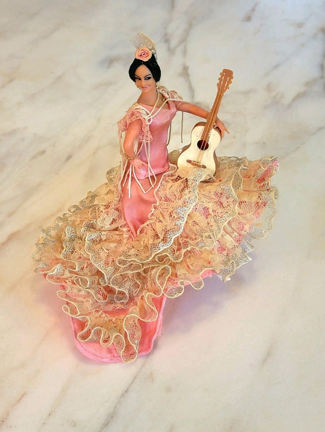 Vintage 60s Marin Chiclana Spanish Flamenco Dancer Doll * Pink