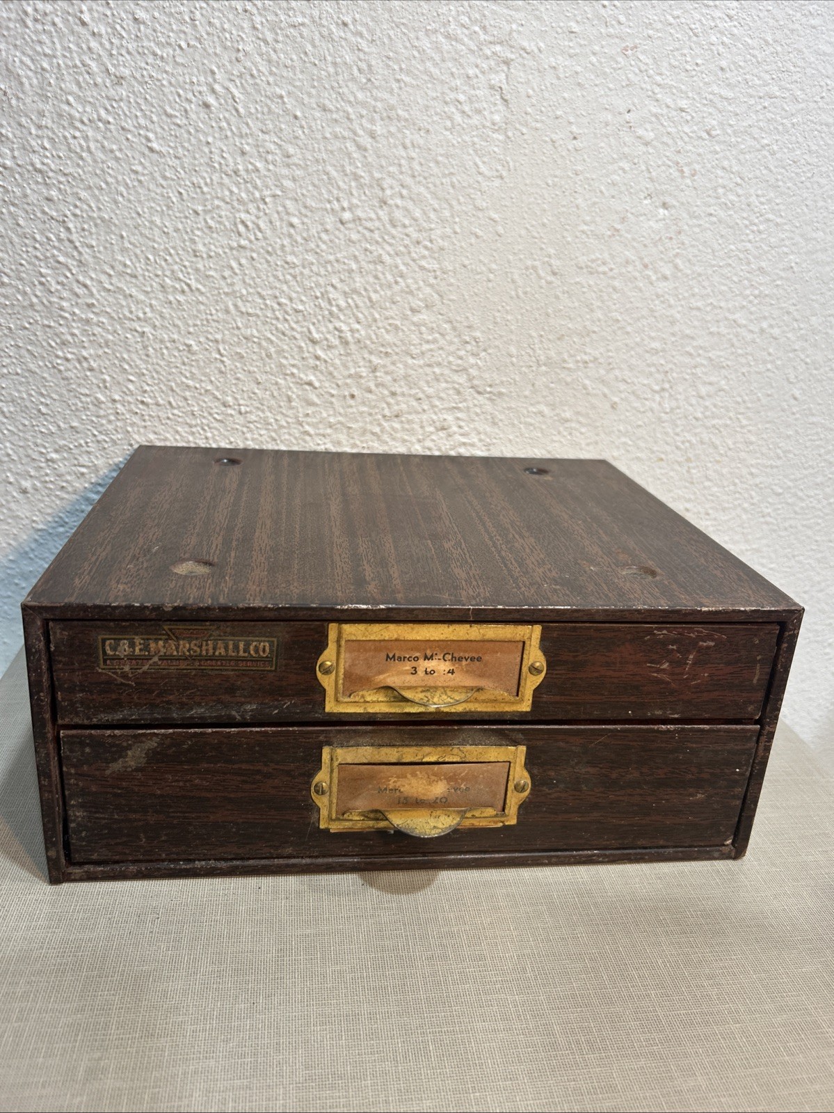 Vintage C & E Marshall Co. Metal 2 Drawer Metal Parts Storage Cabinet Vintage C & E Marshall Co. Metal 2 Drawer Metal Parts Storage Cabinet