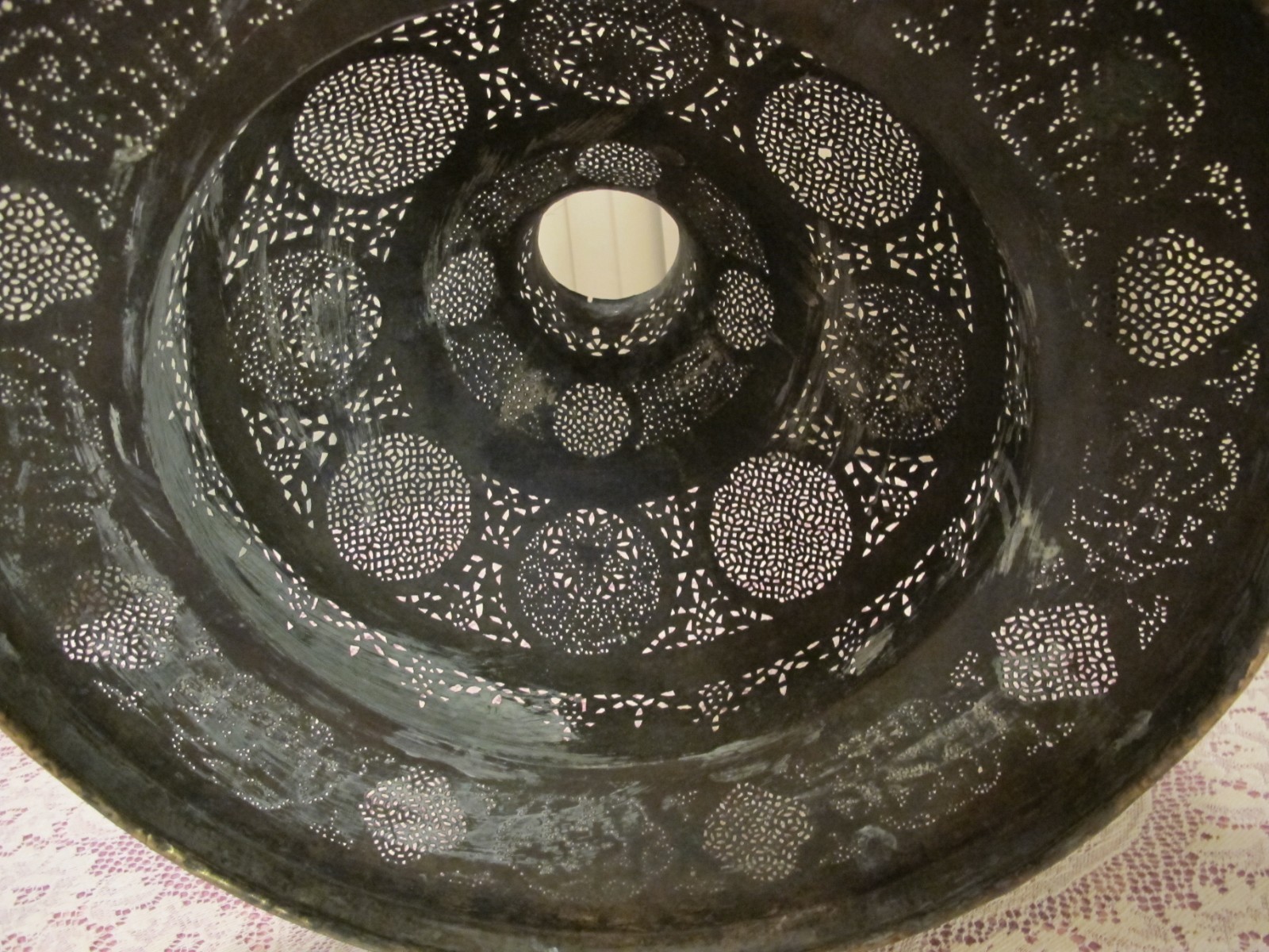 19th Cent Islamic Ottoman Pierced Brass Lamp Base Shade Calligraphy 19 x12 x 3 19th Cent Islamic Ottoman Pierced Brass Lamp Base Shade Calligraphy 19 x12 x 3
