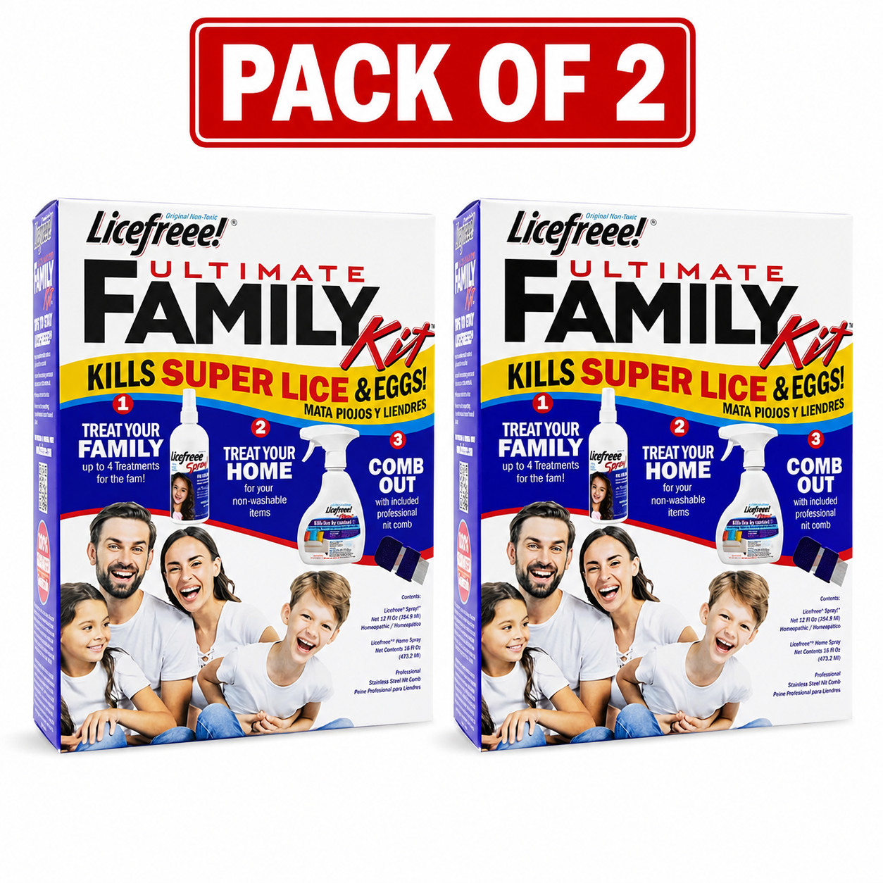 Licefreee Ultimate Family Lice Kit, Treats Entire Family & Home Pack of 2