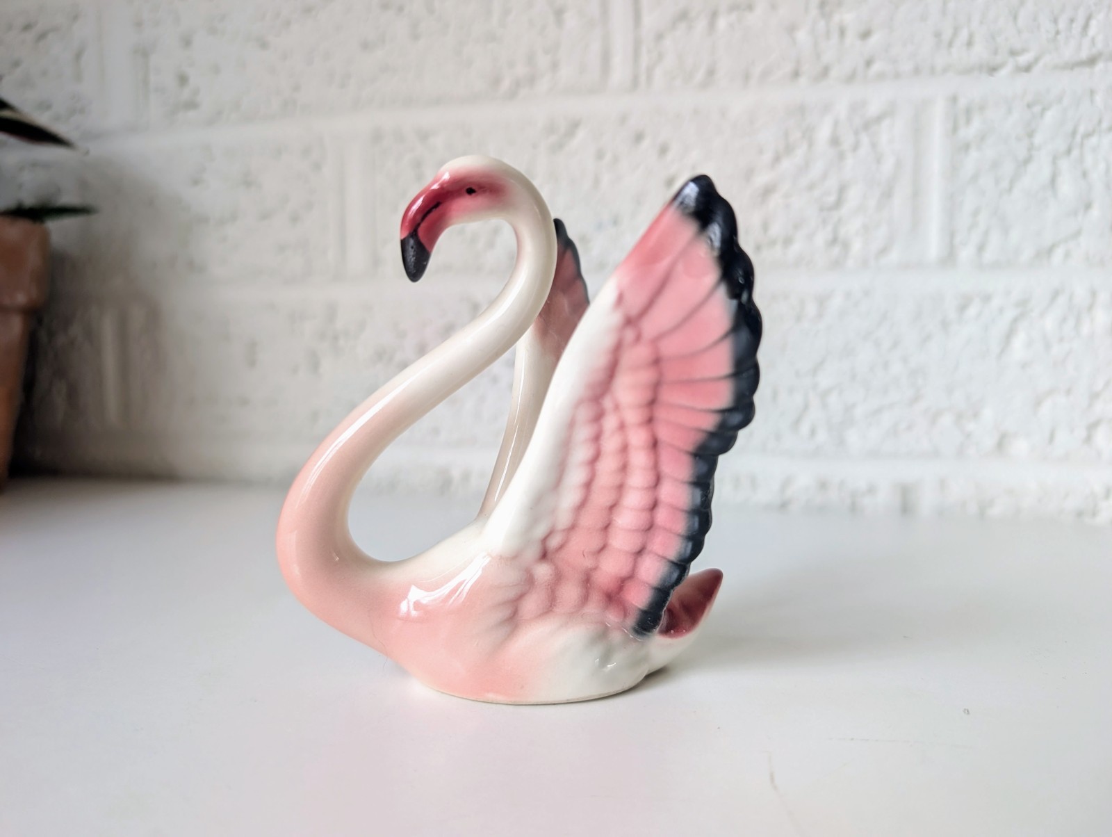 Vintage Will George Signed Pink Flamingo Sitting Figurine | 1940s