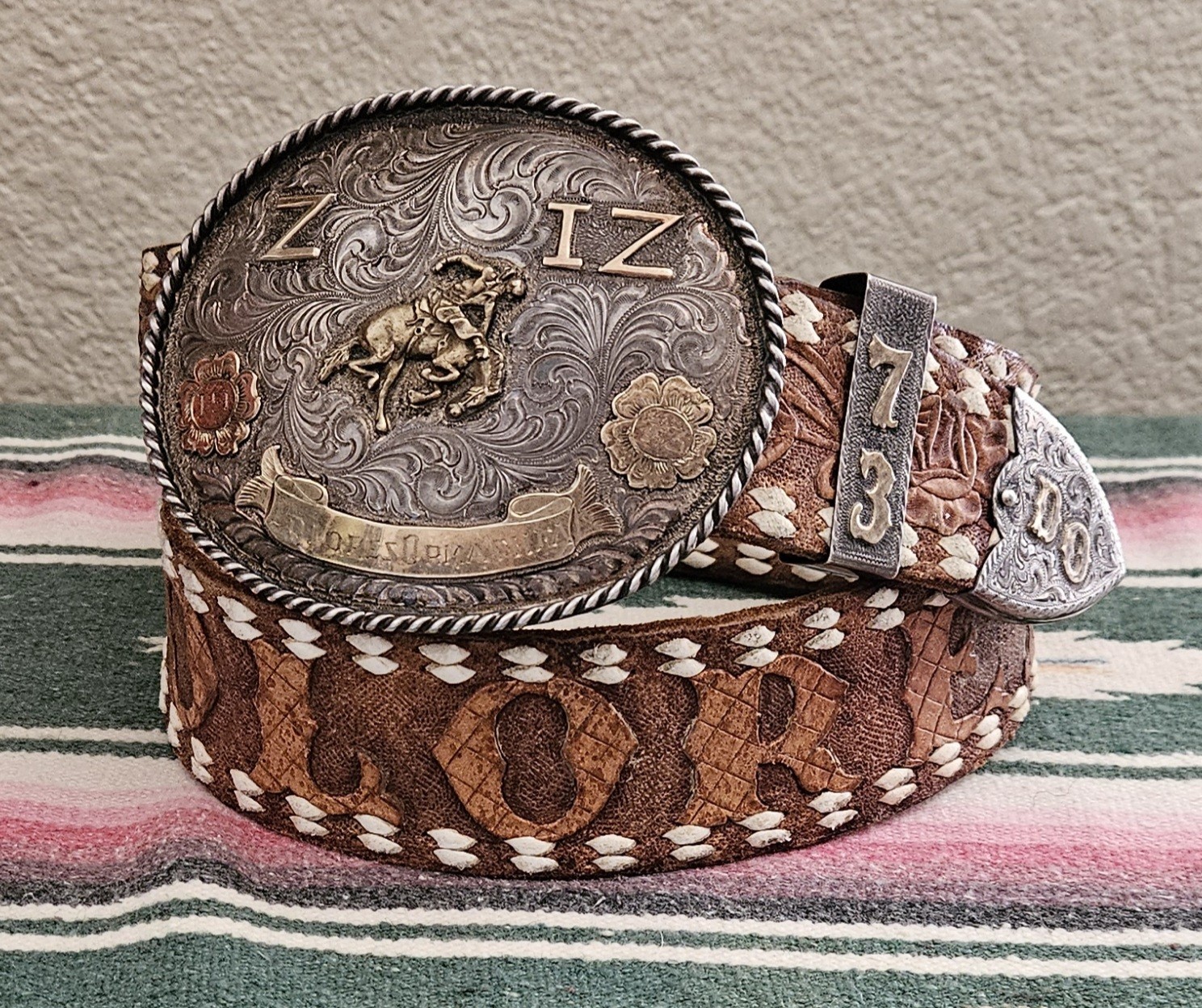 Vtg Sterling Silver Bronc Rider 1973 Horse Cowboy 3 Piece Trophy Belt Buckle Vtg Sterling Silver Bronc Rider 1973 Horse Cowboy 3 Piece Trophy Belt Buckle