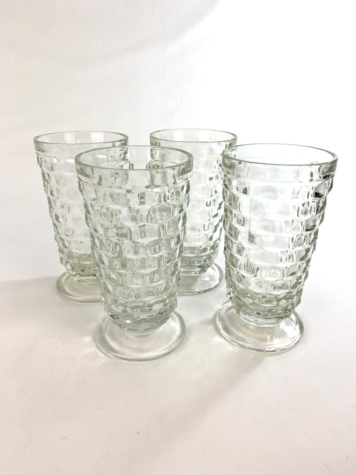 Vintage Indiana Glass Colony Whitehall 12oz Cubist Iced Tea Glasses 6” Set Of 4