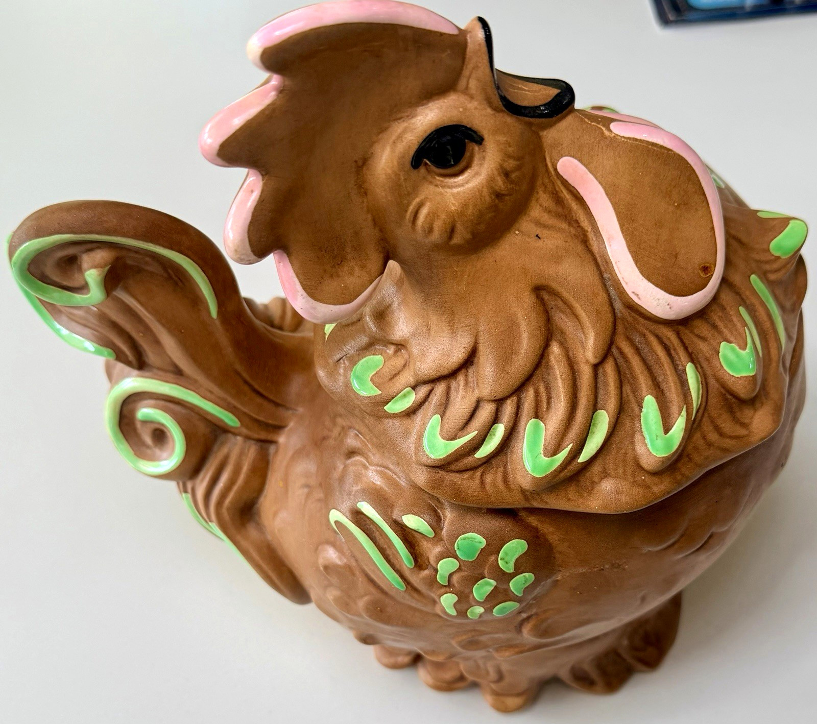 Vintage Twin Winton Crowing Rooster Cookie Jar 1959 California Pottery Brown 656